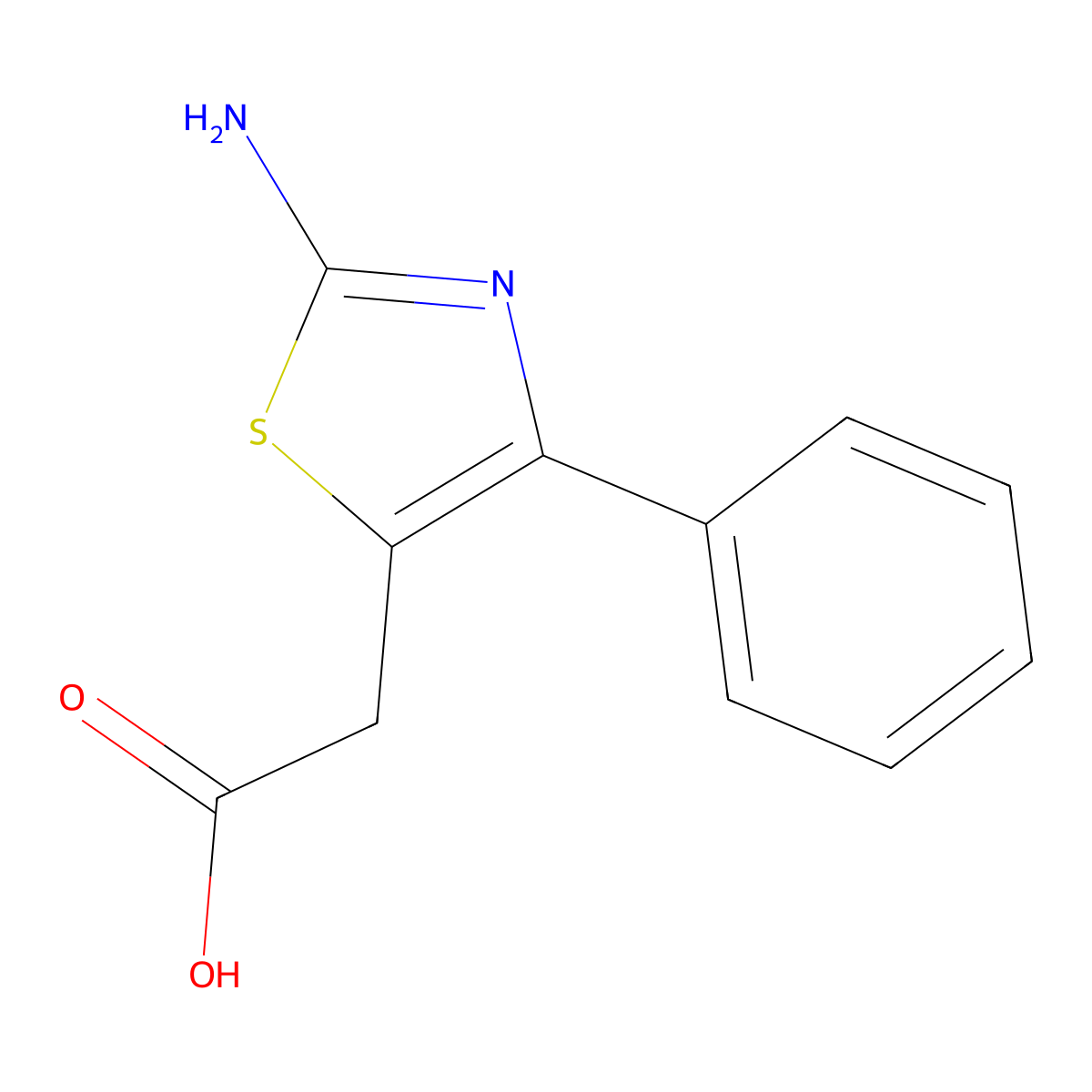 2-(2-Amino-4-phenyl-1,3-thiazol-5-yl)acetic acid molecular structure, CAS 49779-98-8