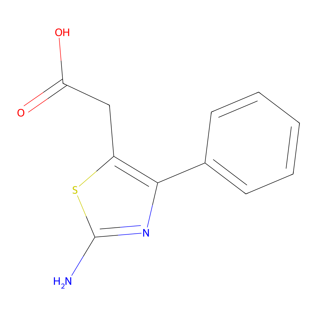 2-(2-Amino-4-phenyl-1,3-thiazol-5-yl)acetic acid molecular structure, CAS 49779-98-8