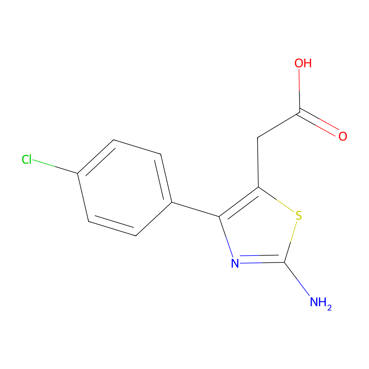 2-Amino-4-(4-chlorophenyl)thiazole-5-acetic acid molecular structure, CAS 49779-99-9