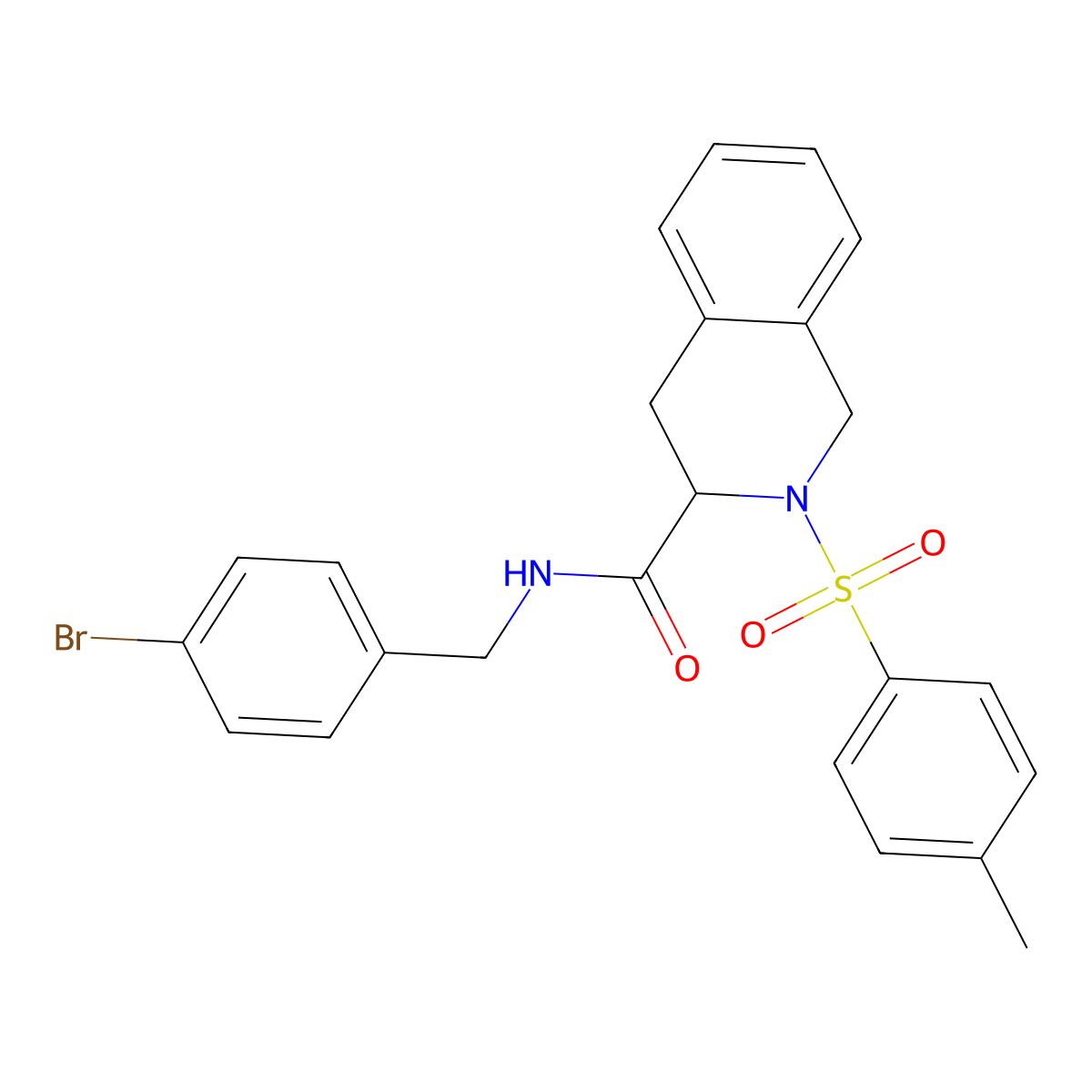 N-(4-bromobenzyl)-2-[(4-methylphenyl)sulfonyl]-1,2,3,4-tetrahydroisoquinoline-3-carboxamide molecular structure, CAS 497819-55-3