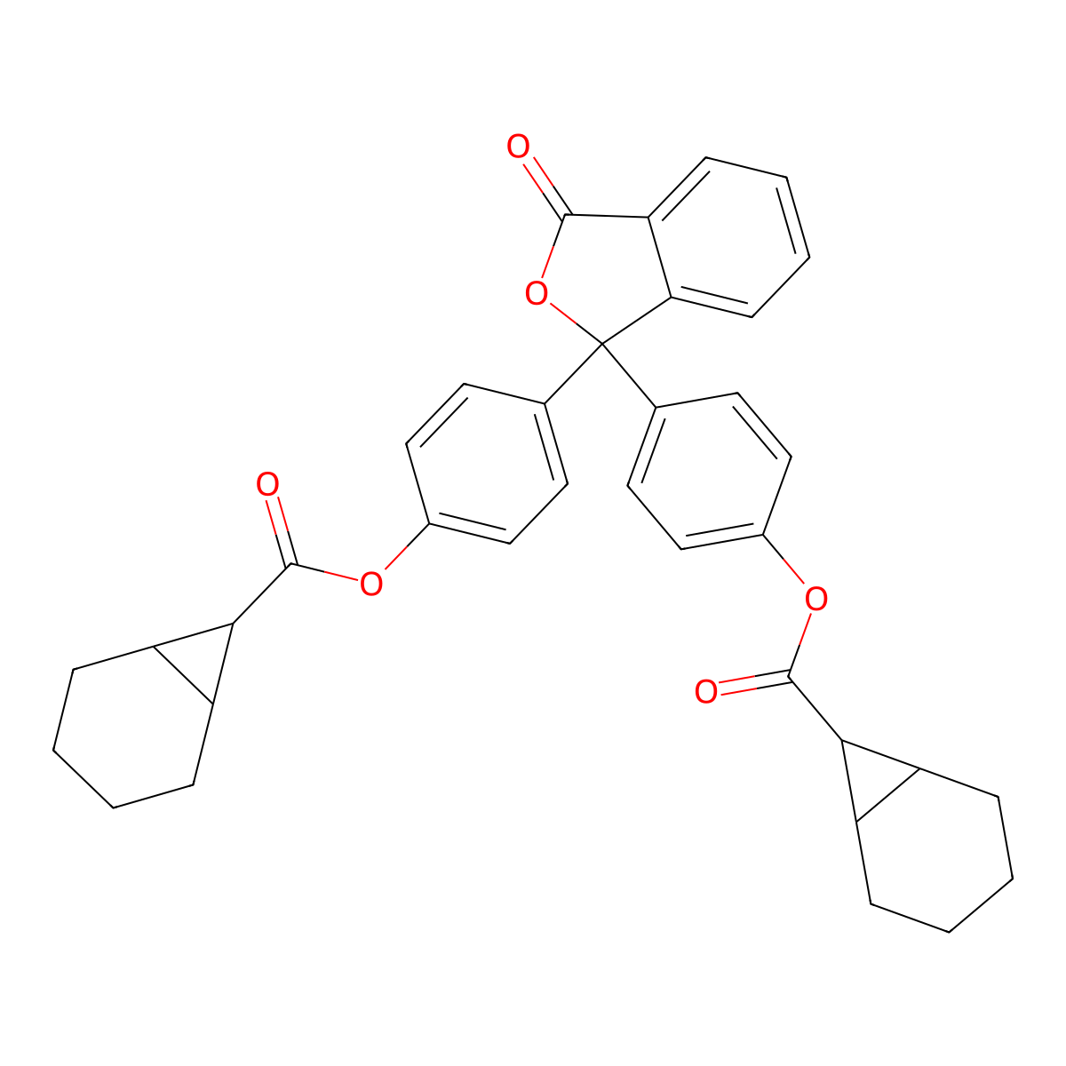 Bicyclo[4.1.0]heptane-7-carboxylic acid, (3-oxo-1(3H)-isobenzofuranylidene)di-4,1-phenylene ester molecular structure, CAS 497820-23-2