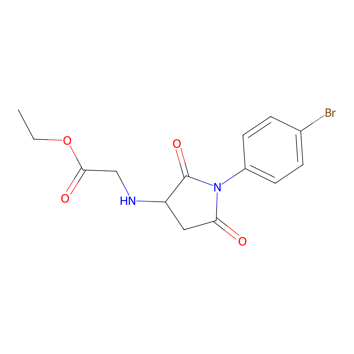 [1-(4-Bromo-phenyl)-2,5-dioxo-pyrrolidin-3-ylamino]-acetic acid ethyl ester molecular structure, CAS 497820-84-5