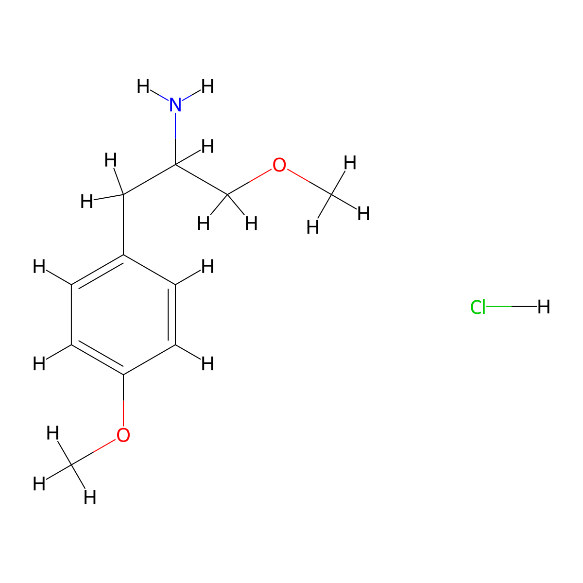 1-Methoxy-3-(4-methoxyphenyl)propan-2-amine hydrochloride molecular structure, CAS 497821-46-2
