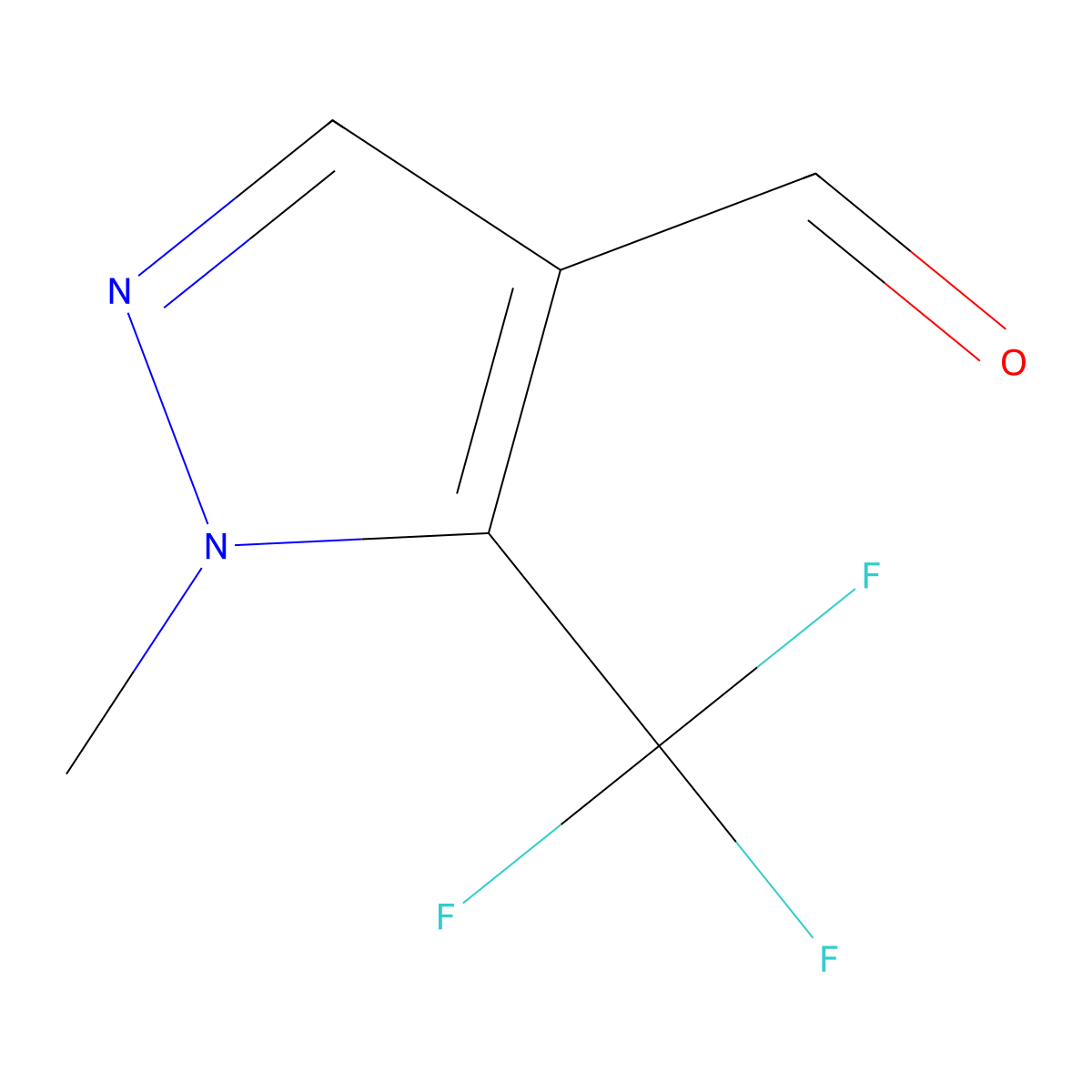1-methyl-5-(trifluoromethyl)-1H-pyrazole-4-carbaldehyde molecular structure, CAS 497833-04-2