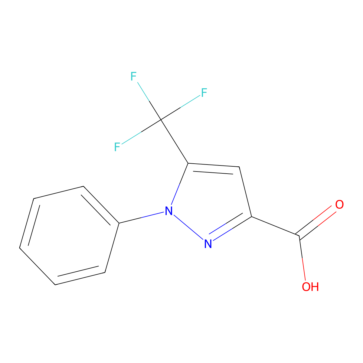 1-phenyl-5-(trifluoromethyl)-1H-pyrazole-3-carboxylic acid molecular structure, CAS 497833-13-3