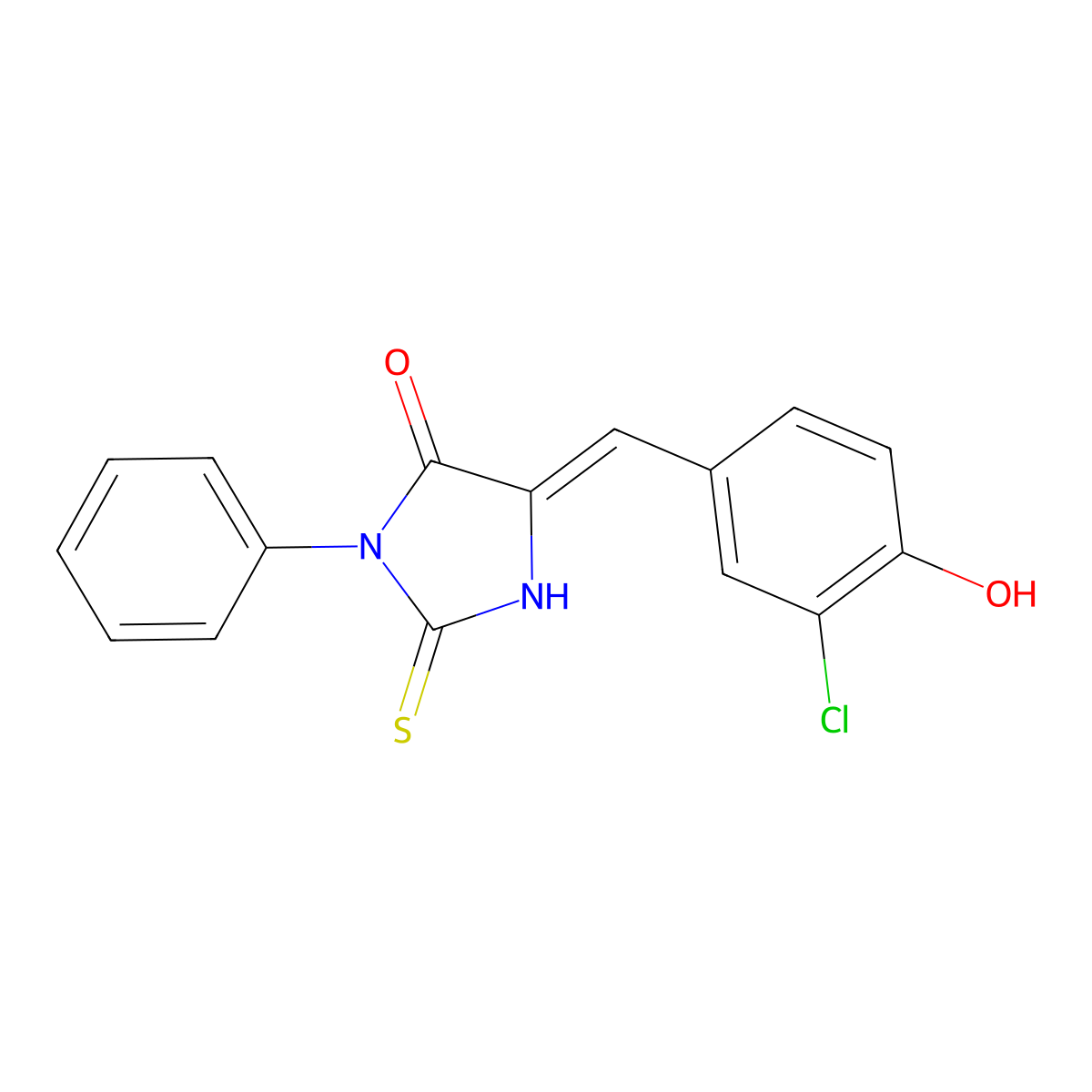 5-[(3-Chloro-4-hydroxyphenyl)methylidene]-3-phenyl-2-sulfanylideneimidazolidin-4-one molecular structure, CAS 497835-71-9
