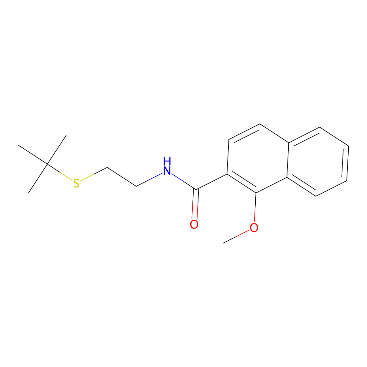 N-(2-tert-butylsulfanylethyl)-1-methoxynaphthalene-2-carboxamide molecular structure, CAS 497837-25-9
