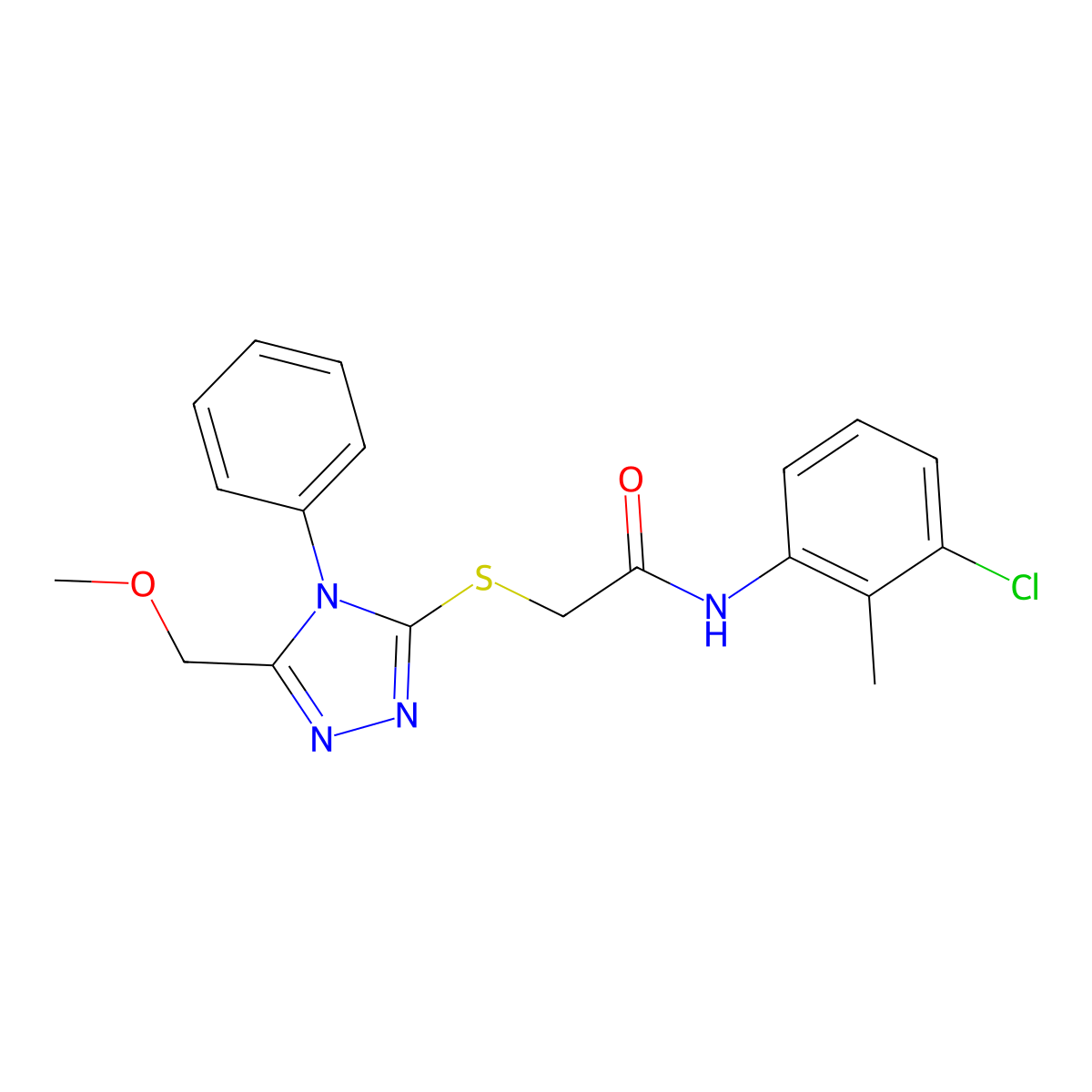N-(3-chloro-2-methylphenyl)-2-[[5-(methoxymethyl)-4-phenyl-1,2,4-triazol-3-yl]sulfanyl]acetamide molecular structure, CAS 497837-44-2