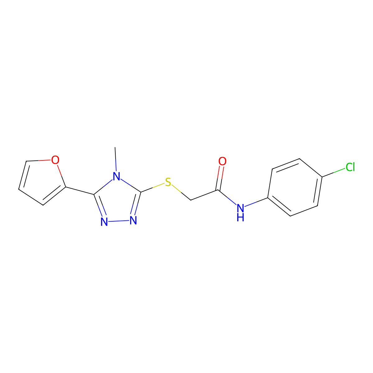 N-(4-chlorophenyl)-2-{[5-(furan-2-yl)-4-methyl-4H-1,2,4-triazol-3-yl]sulfanyl}acetamide molecular structure, CAS 497837-60-2