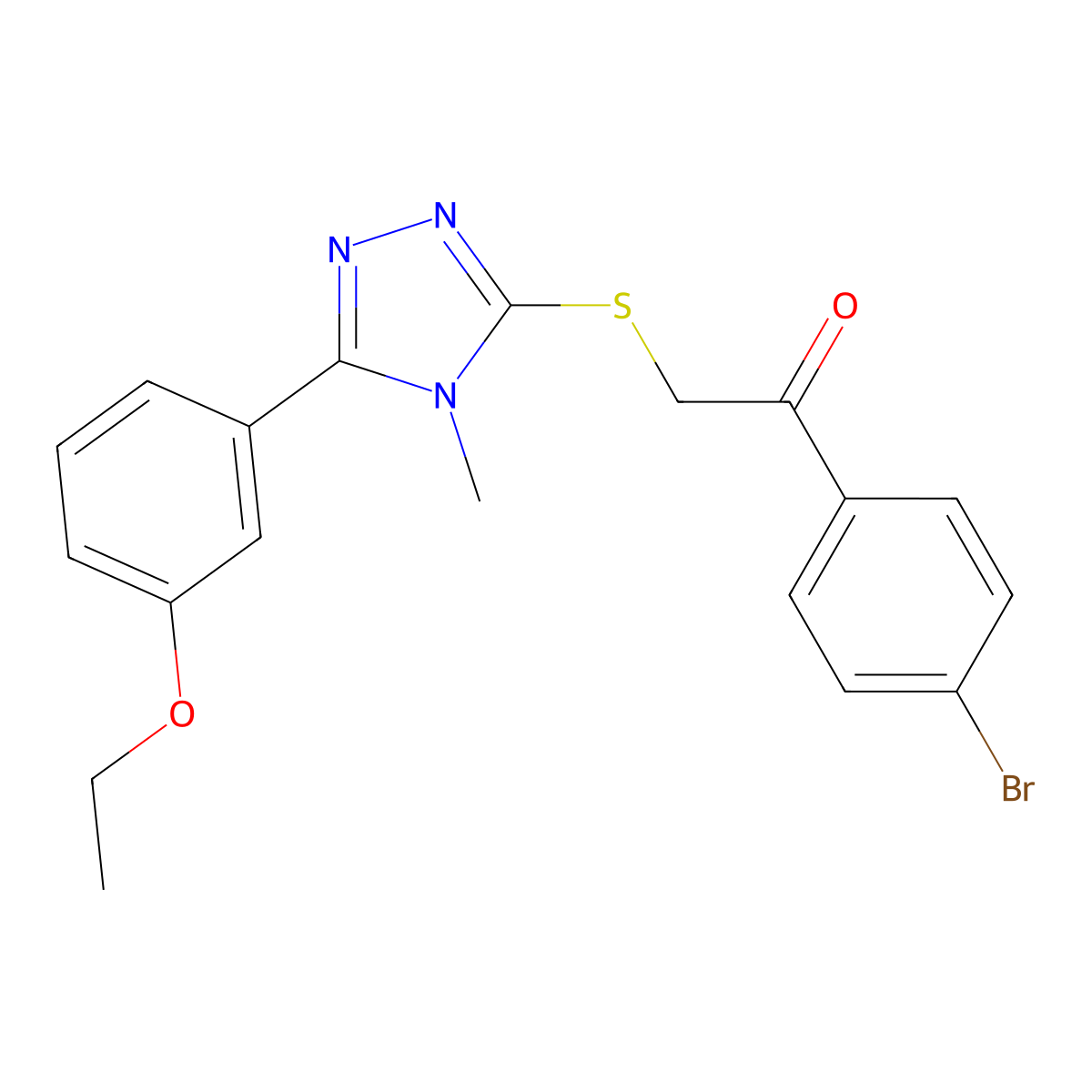1-(4-Bromophenyl)-2-[[5-(3-ethoxyphenyl)-4-methyl-1,2,4-triazol-3-yl]sulfanyl]ethanone molecular structure, CAS 497837-77-1