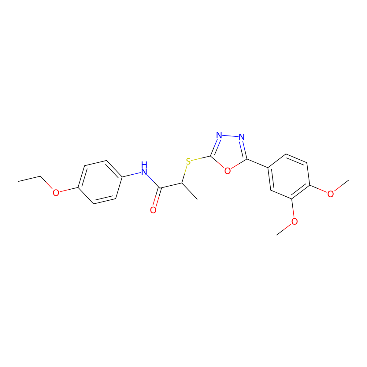 2-[[5-(3,4-dimethoxyphenyl)-1,3,4-oxadiazol-2-yl]sulfanyl]-N-(4-ethoxyphenyl)propanamide molecular structure, CAS 497837-78-2