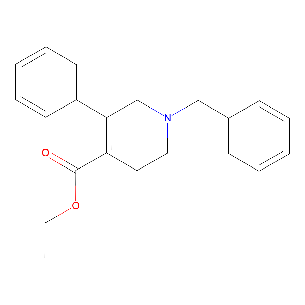 Ethyl 1-benzyl-5-phenyl-1,2,3,6-tetrahydropyridine-4-carboxylate molecular structure, CAS 497843-22-8