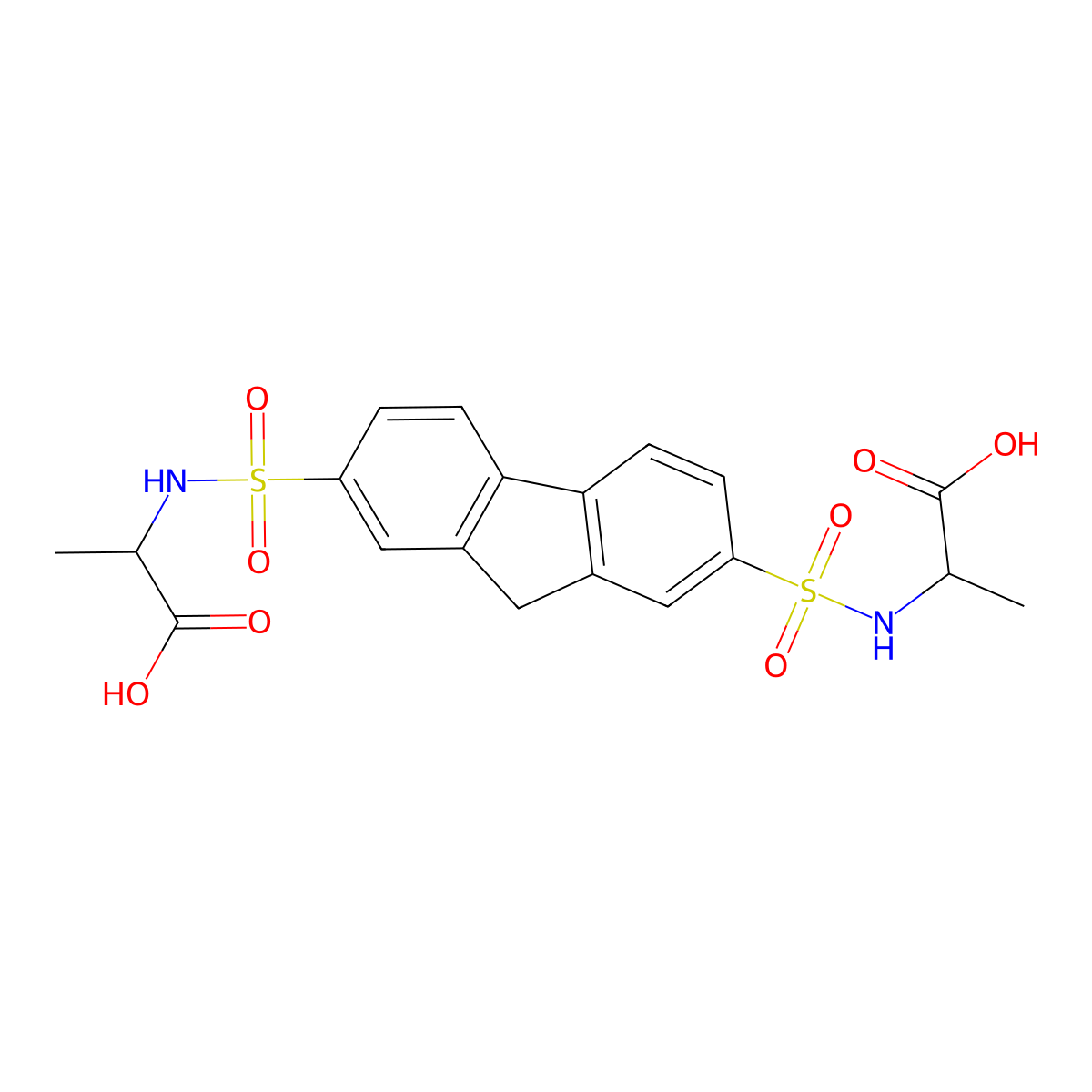 2,2'-((9H-fluorene-2,7-disulfonyl)bis(azanediyl))dipropanoic acid molecular structure, CAS 497848-66-5