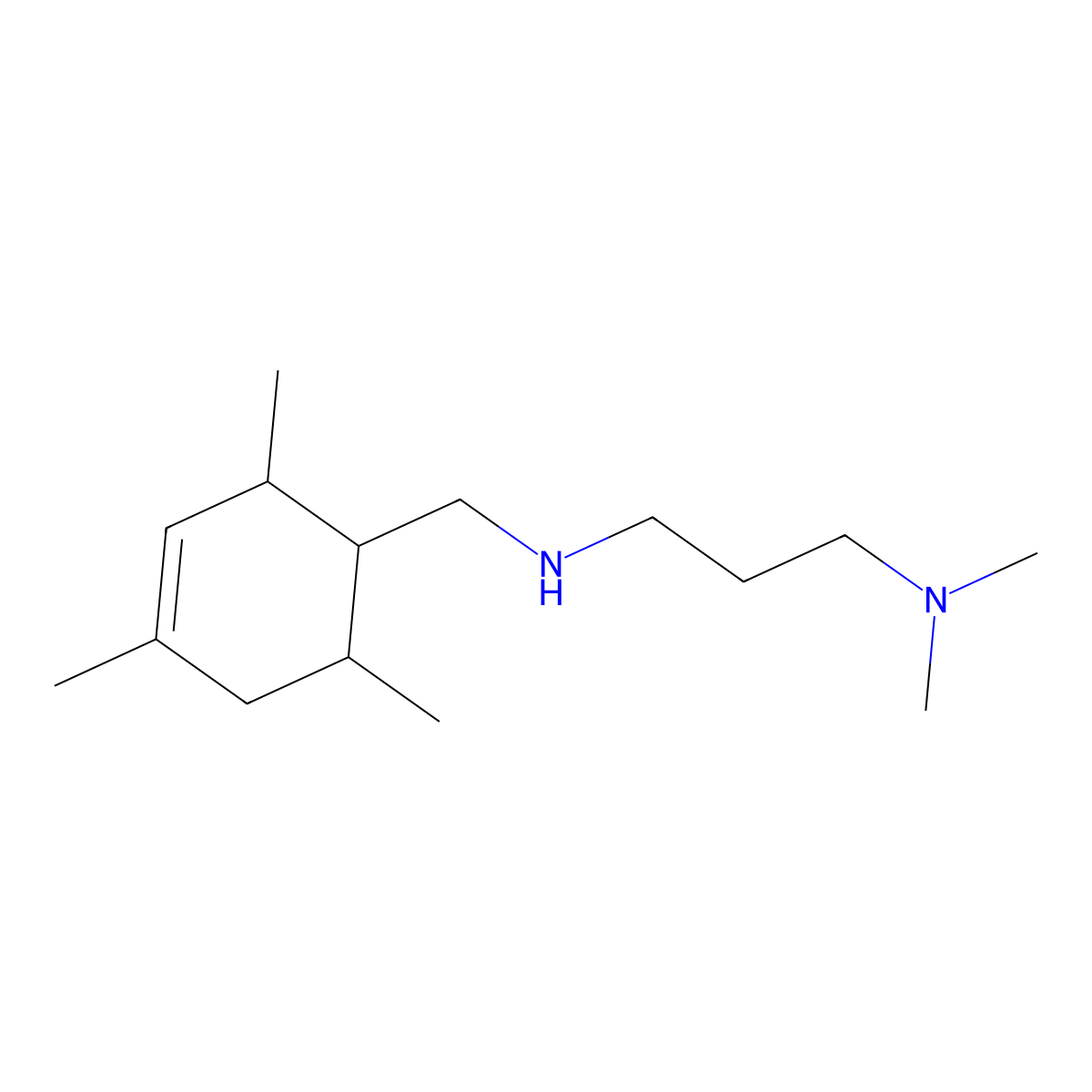N',N'-dimethyl-N-[(2,4,6-trimethylcyclohex-3-en-1-yl)methyl]propane-1,3-diamine molecular structure, CAS 497848-91-6