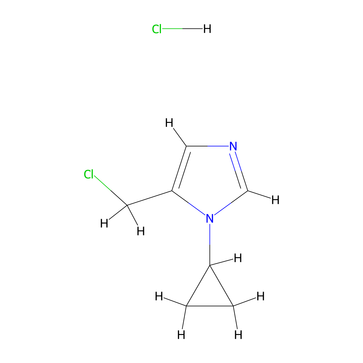 5-(chloromethyl)-1-cyclopropyl-1H-imidazole hydrochloride molecular structure, CAS 497851-70-4