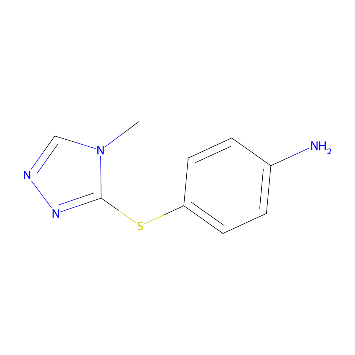 4-((4-methyl-4H-1,2,4-triazol-3-yl)sulfanyl)aniline molecular structure, CAS 497851-88-4
