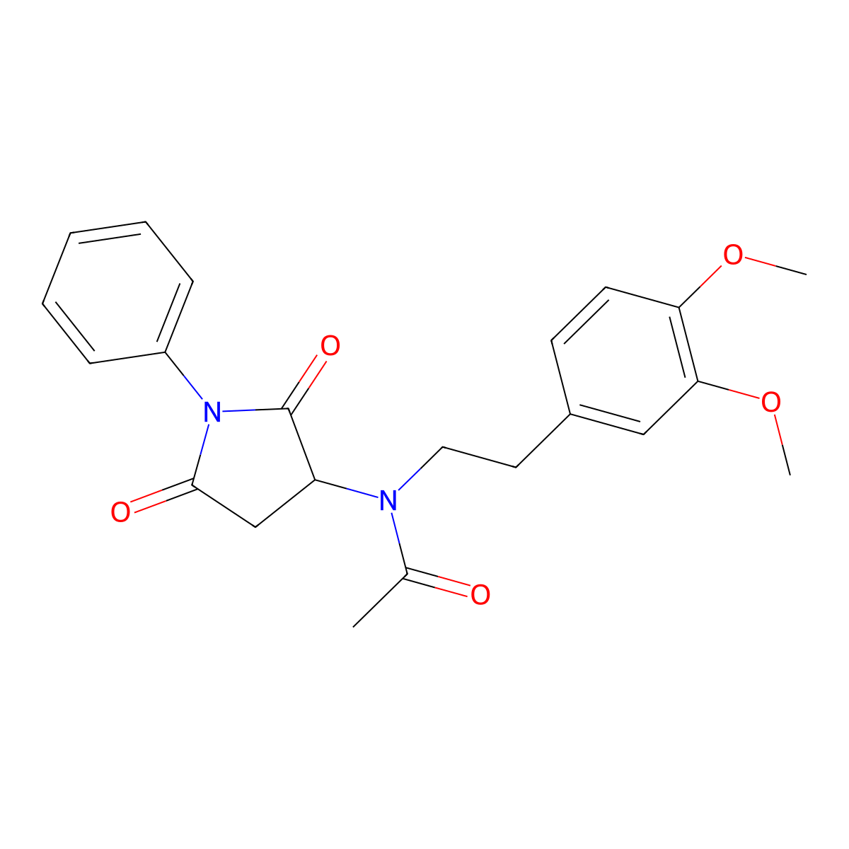 N-[2-(3,4-dimethoxyphenyl)ethyl]-N-(2,5-dioxo-1-phenylpyrrolidin-3-yl)acetamide molecular structure, CAS 497862-85-8