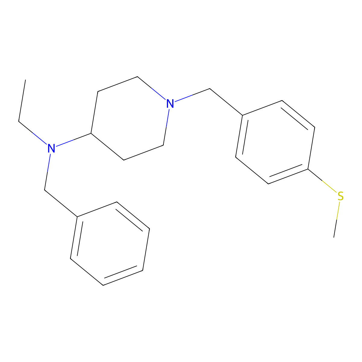 N-benzyl-N-ethyl-1-[(4-methylsulfanylphenyl)methyl]piperidin-4-amine molecular structure, CAS 497864-26-3