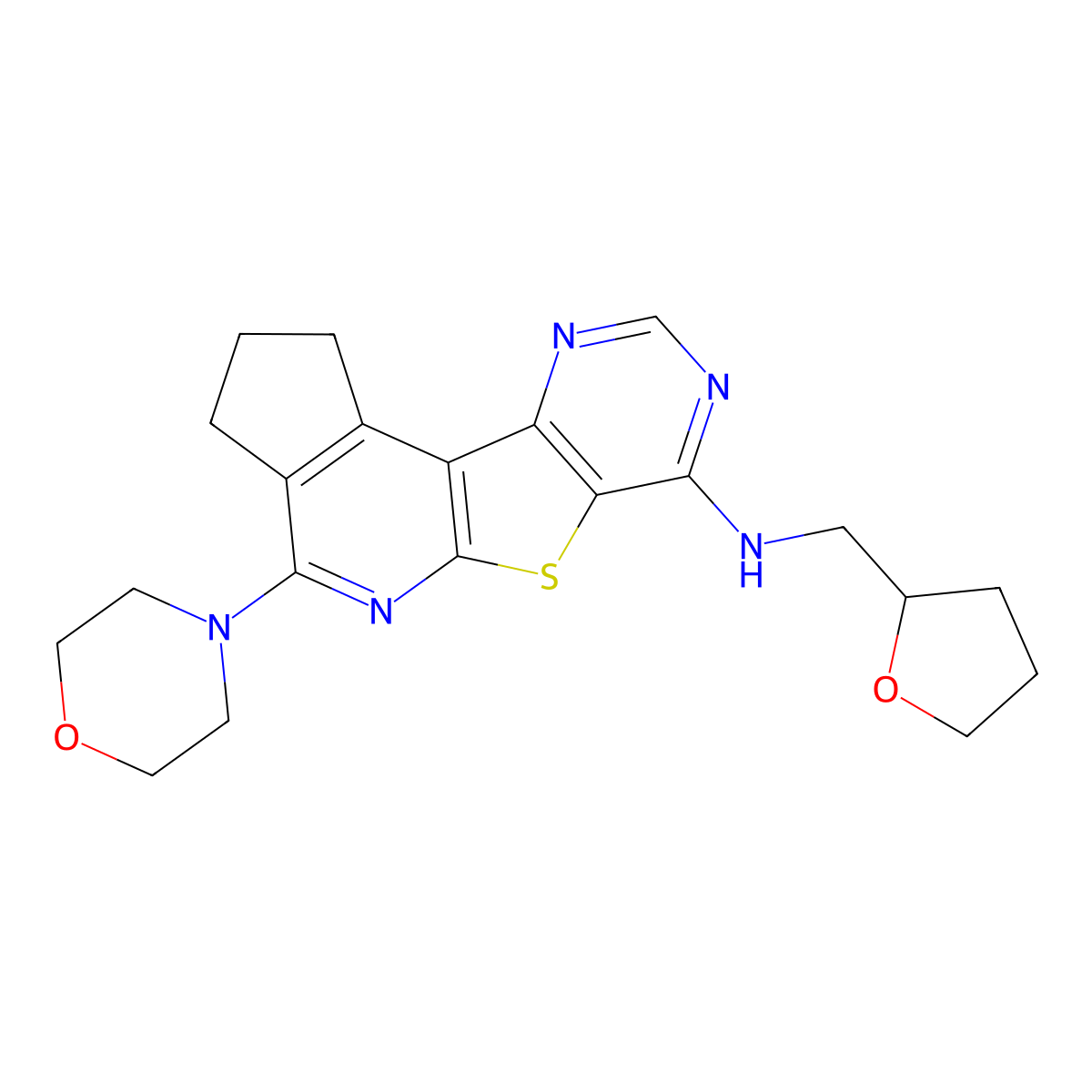 4-morpholino-N-((tetrahydrofuran-2-yl)methyl)-2,3-dihydro-1H-cyclopenta[4',5']pyrido[3',2':4,5]thieno[3,2-d]pyrimidin-7-amine molecular structure, CAS 497864-82-1