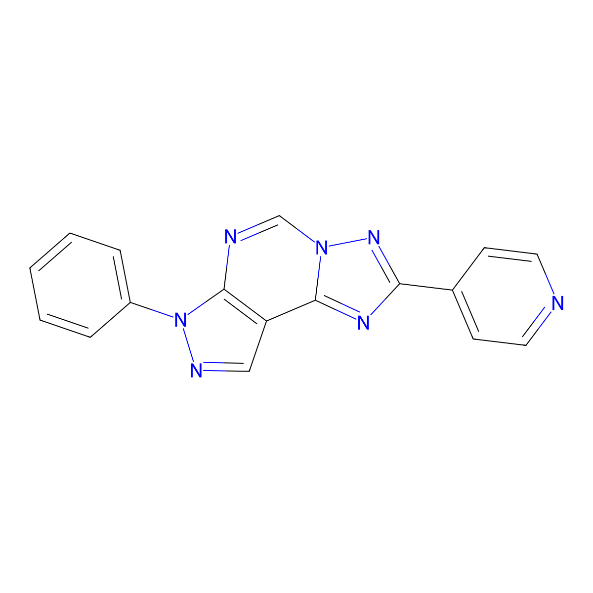 7H-Pyrazolo[4,3-E][1,2,4]triazolo[1,5-c]pyrimidine, 7-phenyl-2-(pyridin-4-yl)- molecular structure, CAS 497864-90-1