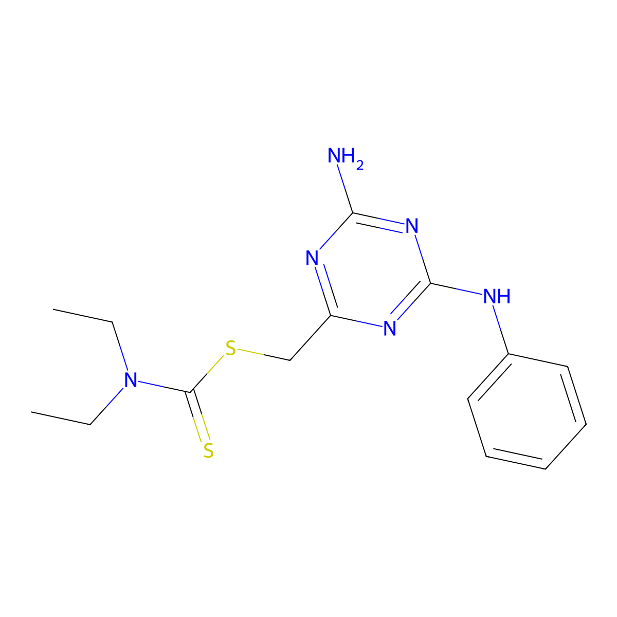(4-Amino-6-anilino-1,3,5-triazin-2-yl)methyl diethyldithiocarbamate molecular structure, CAS 497865-27-7