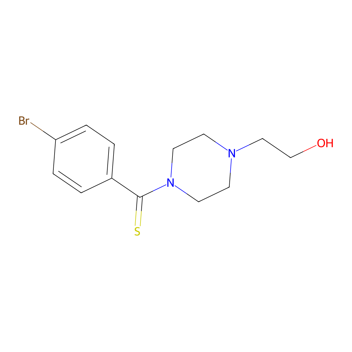 (4-Bromophenyl)-[4-(2-hydroxyethyl)piperazin-1-yl]methanethione molecular structure, CAS 497865-46-0