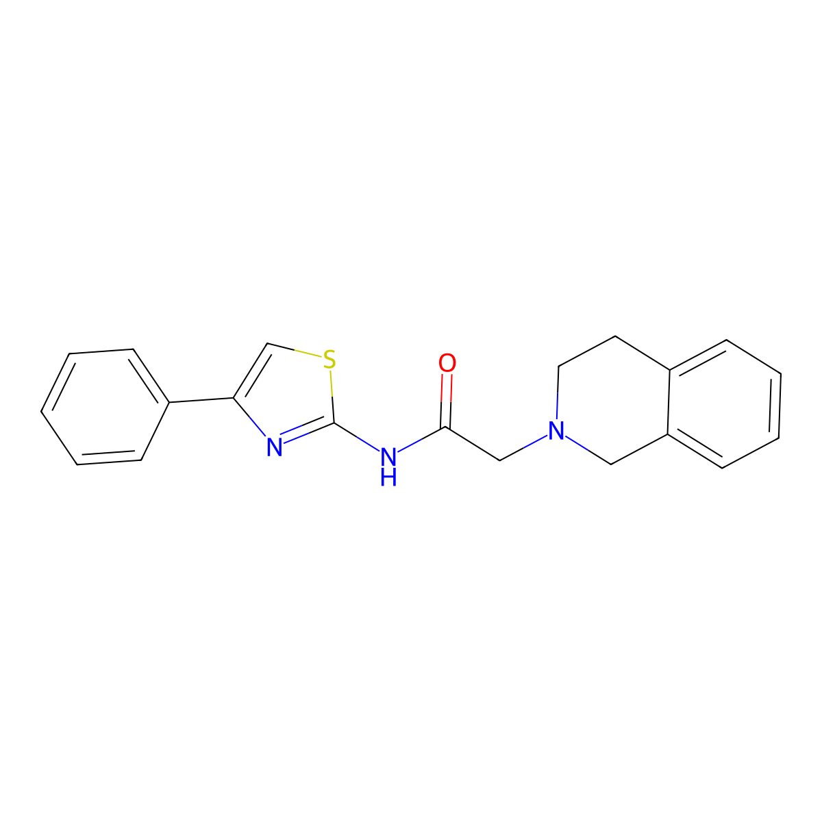 2-(3,4-dihydroisoquinolin-2(1H)-yl)-N-(4-phenyl-1,3-thiazol-2-yl)acetamide molecular structure, CAS 497865-58-4