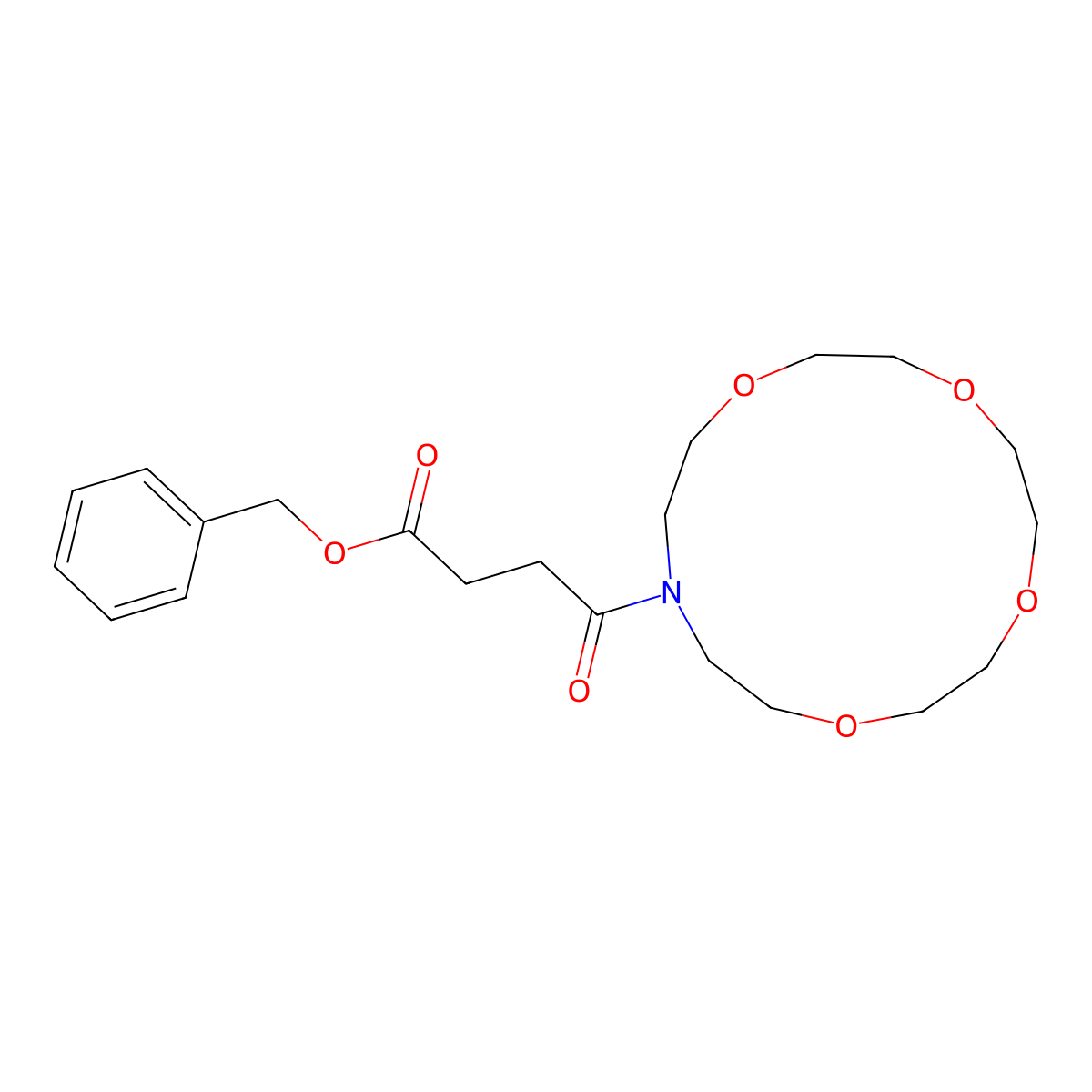 Benzyl 4-oxo-4-(1,4,7,10-tetraoxa-13-azacyclopentadecan-13-yl)butanoate molecular structure, CAS 497865-90-4