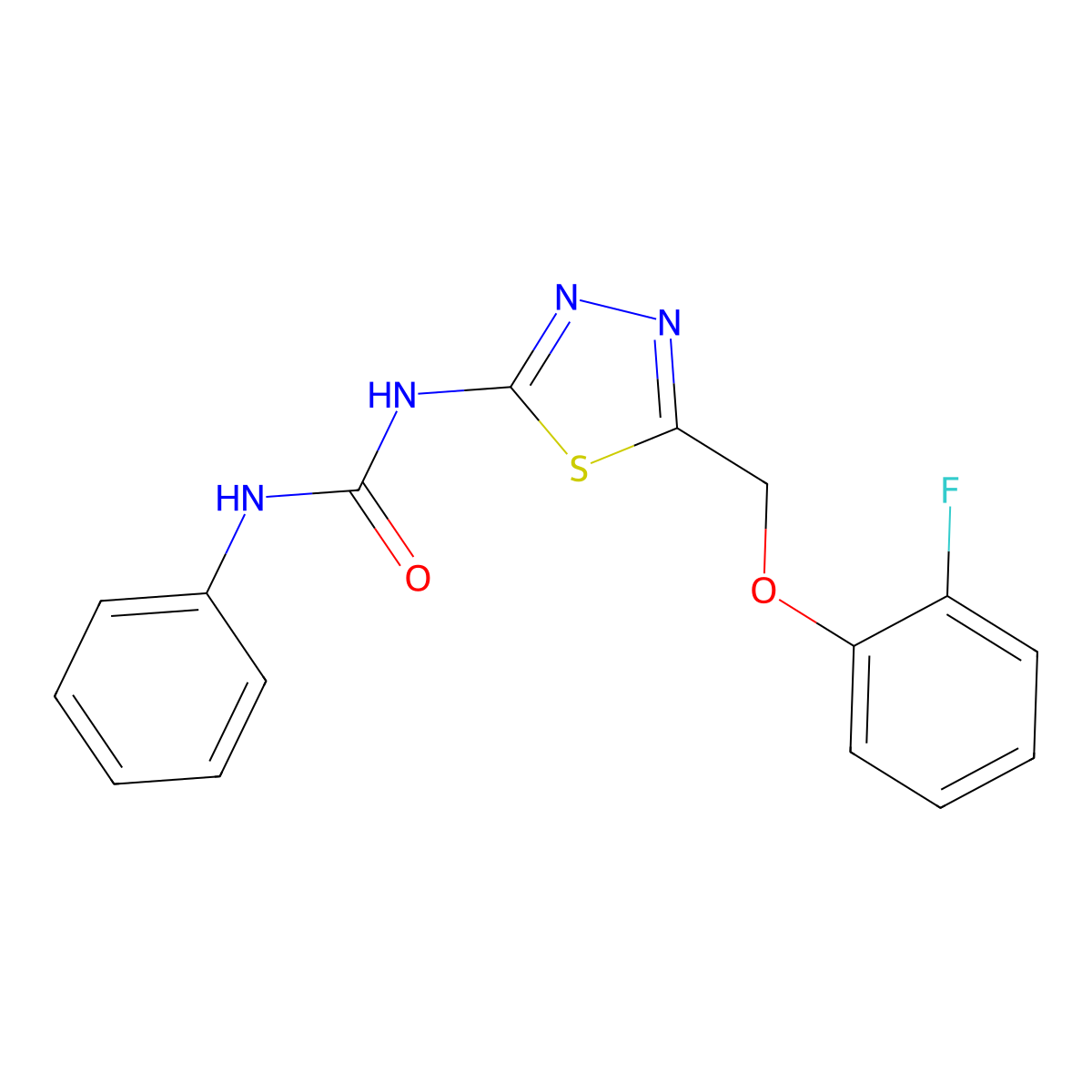 1-[5-[(2-Fluorophenoxy)methyl]-1,3,4-thiadiazol-2-yl]-3-phenylurea molecular structure, CAS 497866-23-6