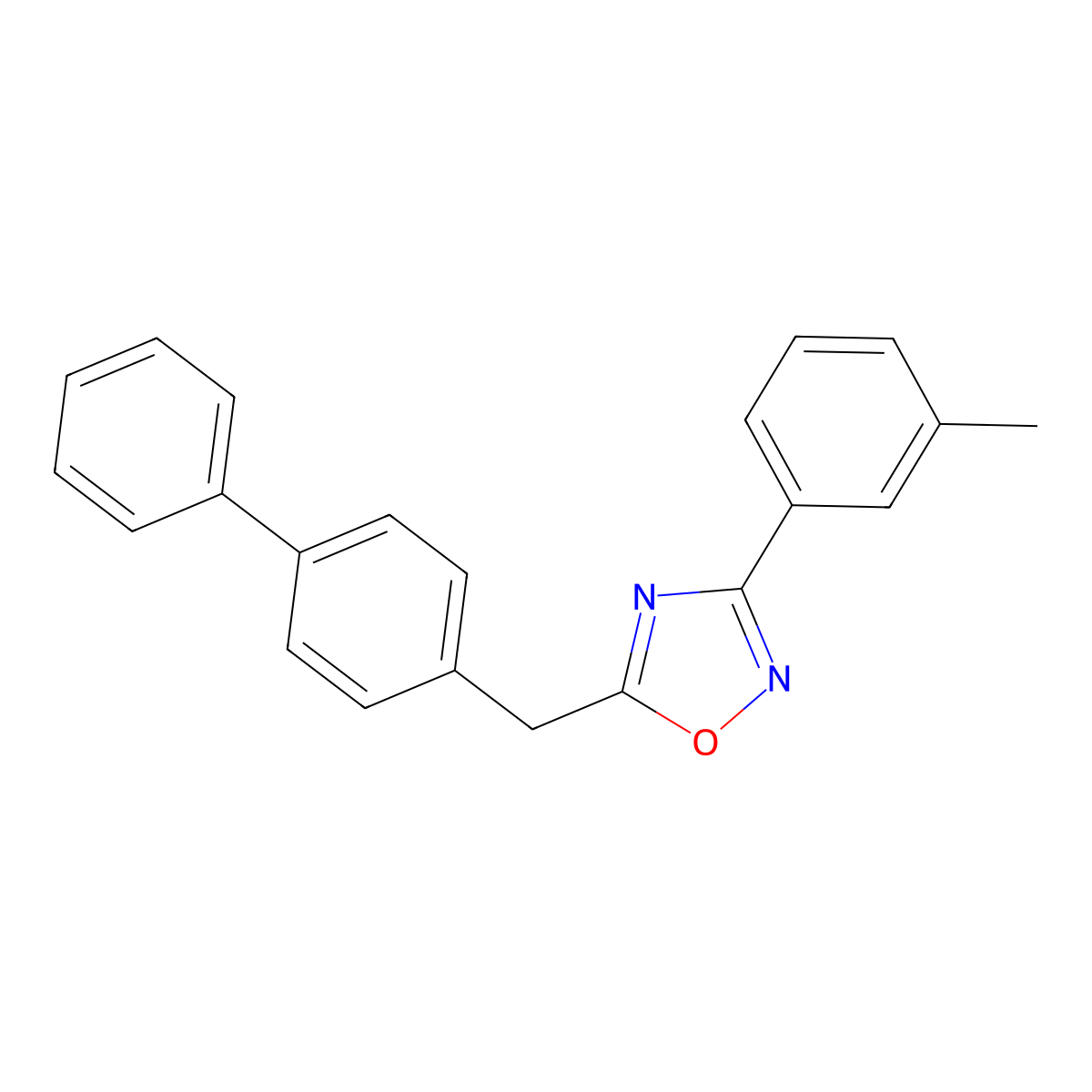 5-(Biphenyl-4-ylmethyl)-3-(3-methylphenyl)-1,2,4-oxadiazole molecular structure, CAS 497866-39-4