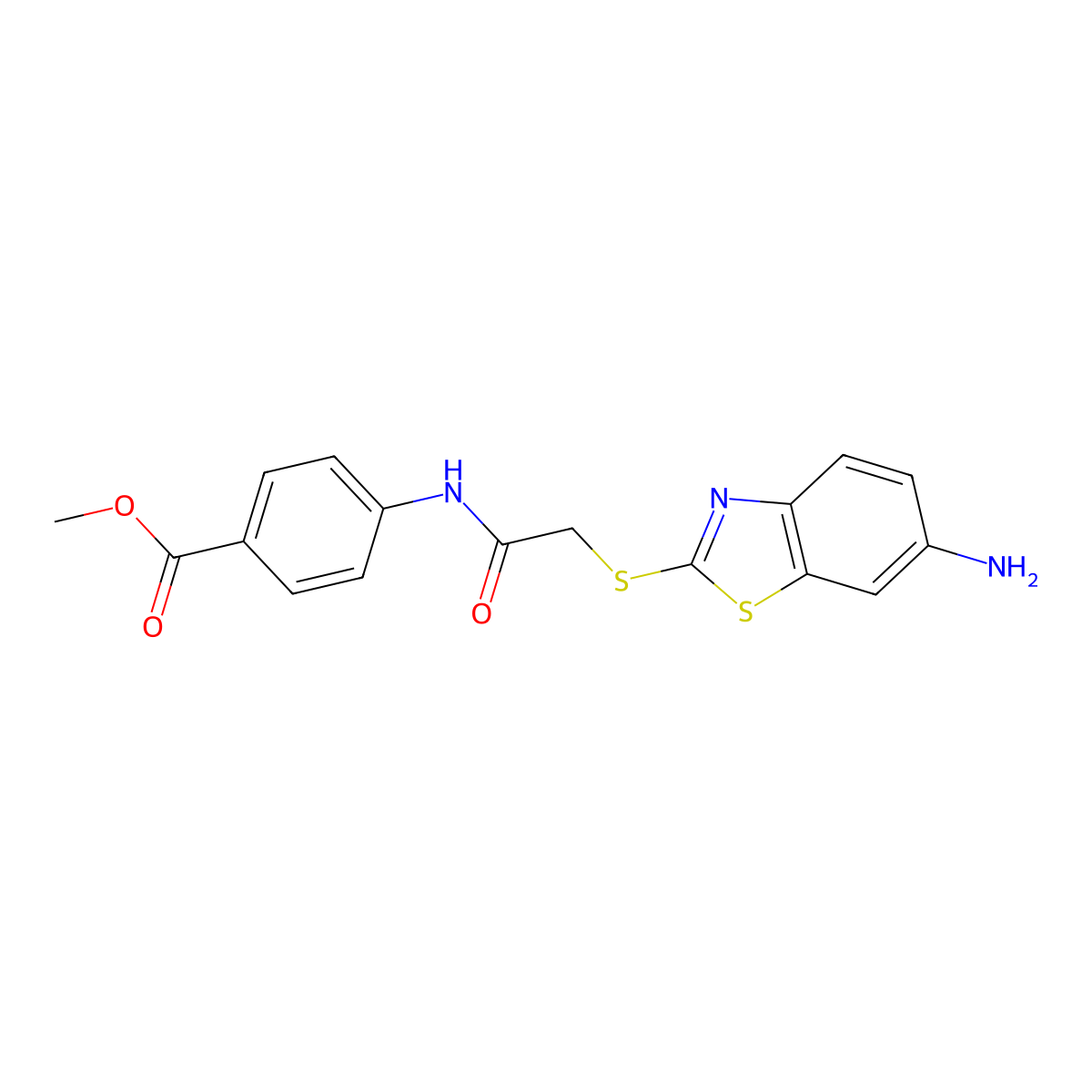 Methyl 4-({[(6-amino-1,3-benzothiazol-2-yl)sulfanyl]acetyl}amino)benzoate molecular structure, CAS 497866-83-8