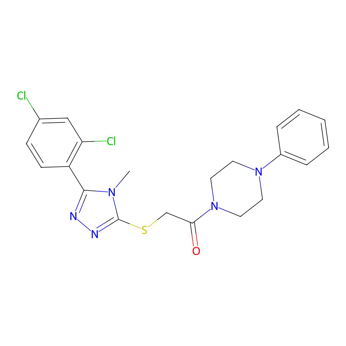 2-{[5-(2,4-dichlorophenyl)-4-methyl-4H-1,2,4-triazol-3-yl]sulfanyl}-1-(4-phenylpiperazin-1-yl)ethanone molecular structure, CAS 497867-08-0