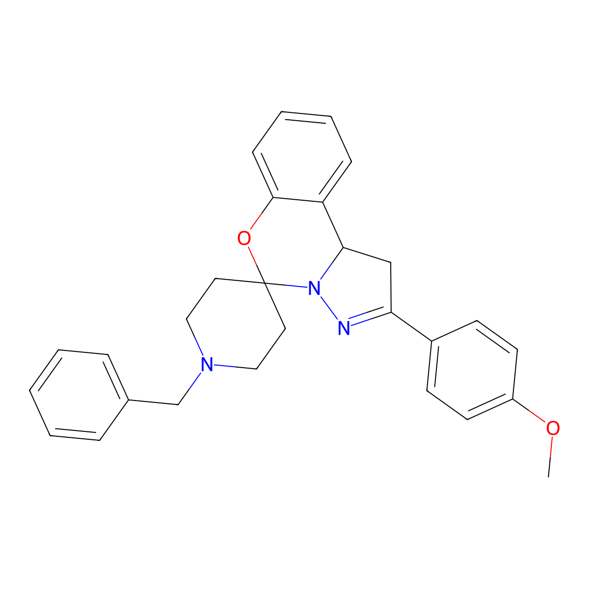 1-Benzyl-2'-(4-methoxyphenyl)-1',10b'-dihydrospiro[piperidine-4,5'-pyrazolo[1,5-c][1,3]benzoxazine] molecular structure, CAS 497867-44-4
