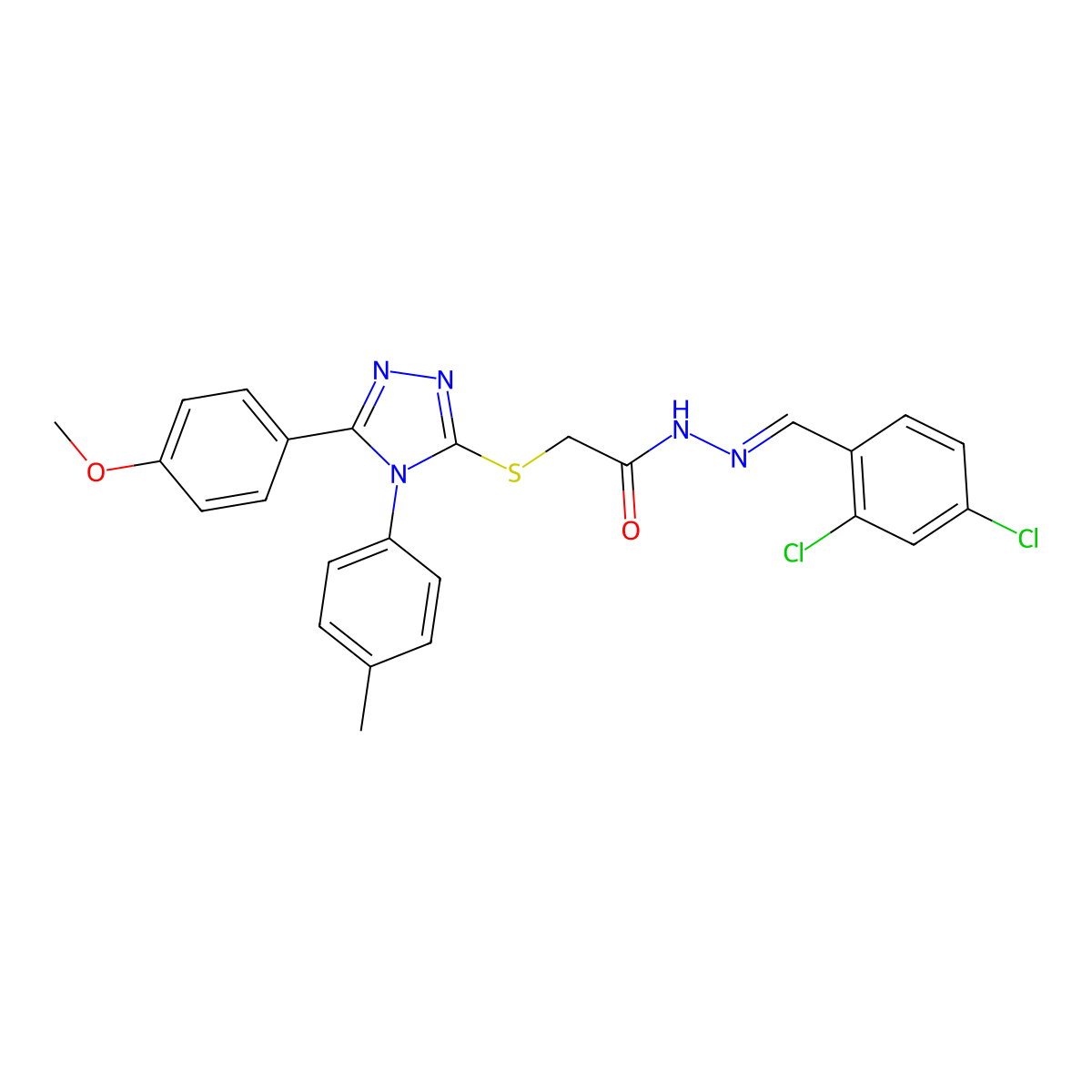 2-[[5-(4-Methoxyphenyl)-4-(4-methylphenyl)-4H-1,2,4-triazol-3-yl]thio]acetic acid 2-[(2,4-dichlorophenyl)methylene]hydrazide molecular structure, CAS 497867-91-1