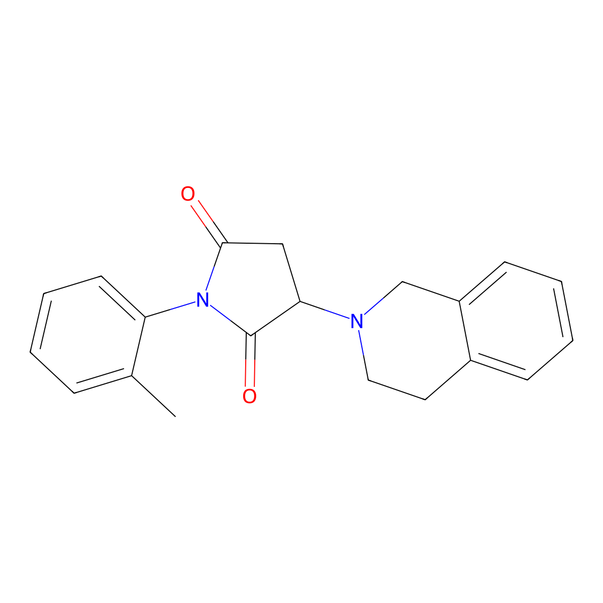 3-(3,4-dihydroisoquinolin-2(1H)-yl)-1-(2-methylphenyl)pyrrolidine-2,5-dione molecular structure, CAS 497867-98-8