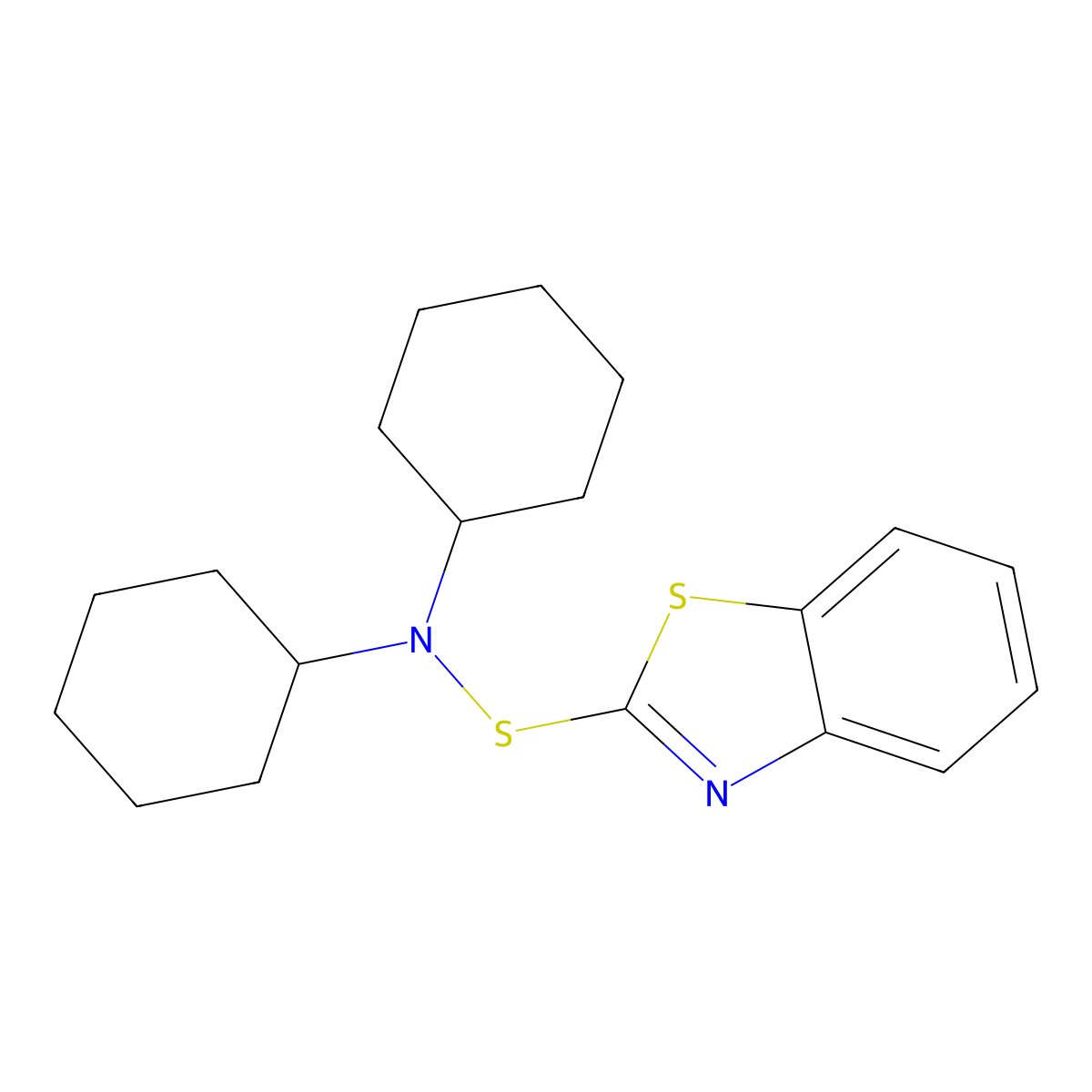 N,N-dicyclohexyl-2-benzothiazolesulfenamide molecular structure, CAS 4979-32-2