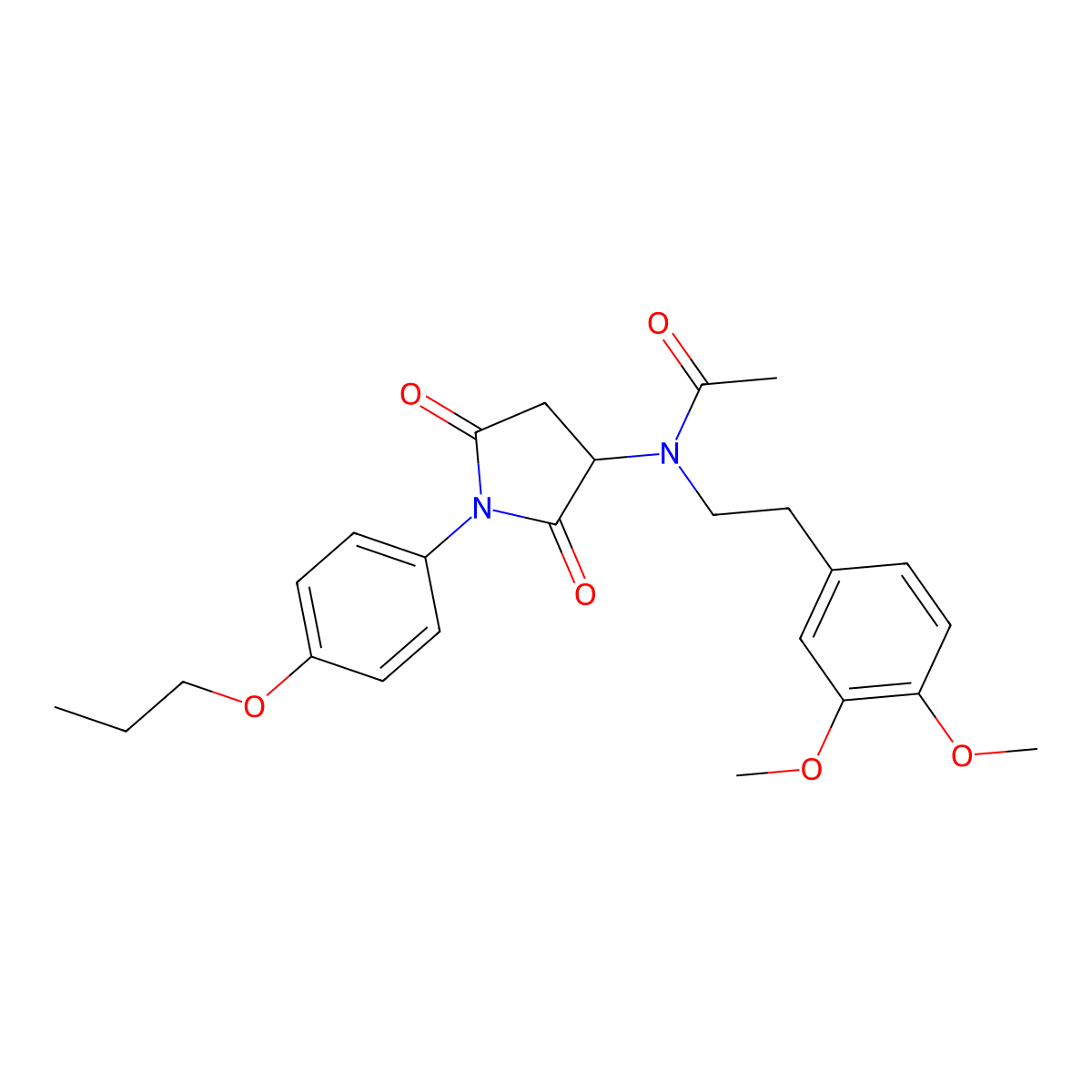 N-[2-(3,4-dimethoxyphenyl)ethyl]-N-[2,5-dioxo-1-(4-propoxyphenyl)pyrrolidin-3-yl]acetamide molecular structure, CAS 497914-16-6