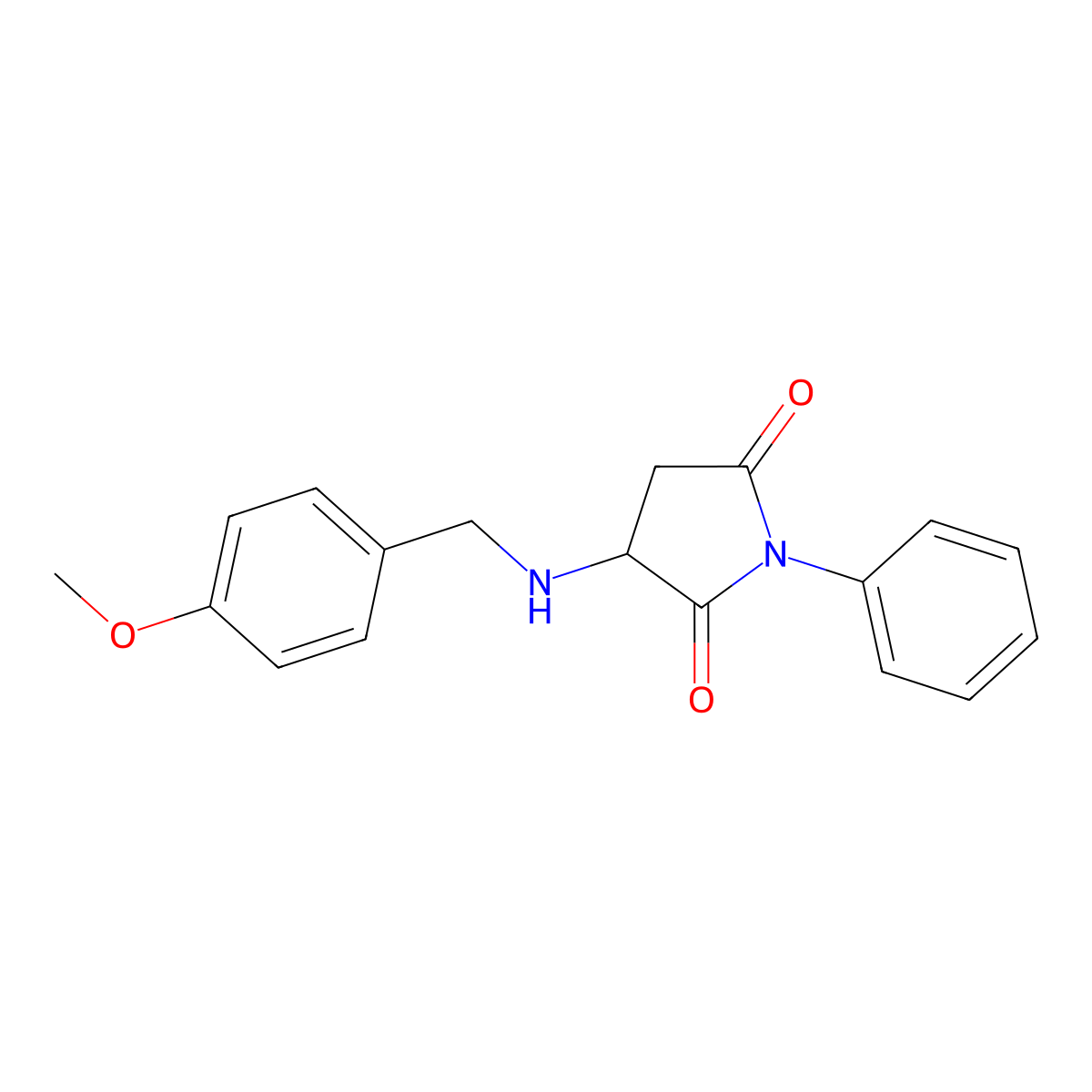 3-[(4-Methoxyphenyl)methylamino]-1-phenylpyrrolidine-2,5-dione molecular structure, CAS 497925-35-6