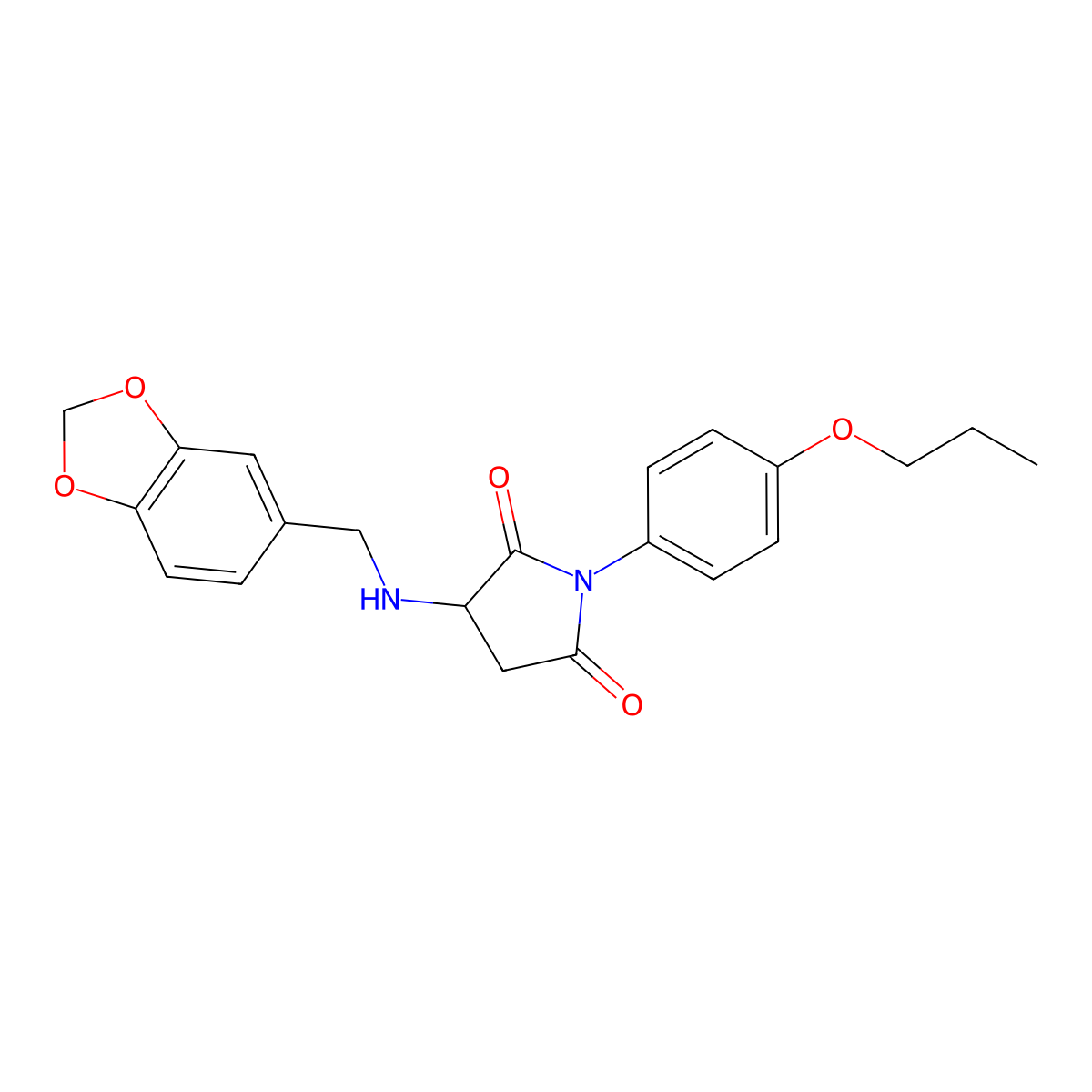 3-(1,3-Benzodioxol-5-ylmethylamino)-1-(4-propoxyphenyl)pyrrolidine-2,5-dione molecular structure, CAS 497925-38-9