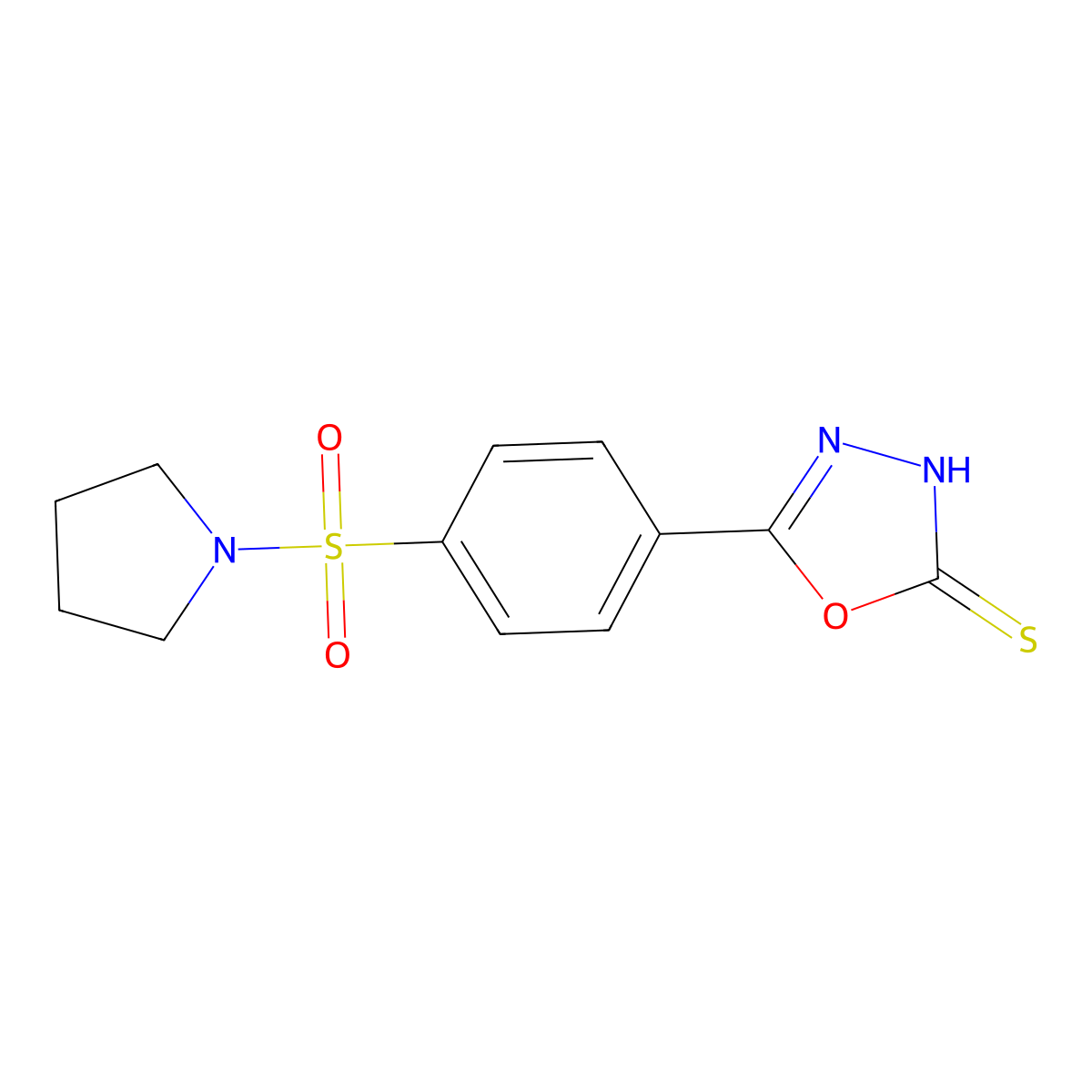 5-(4-(Pyrrolidin-1-ylsulfonyl)phenyl)-1,3,4-oxadiazole-2-thiol molecular structure, CAS 497926-09-7