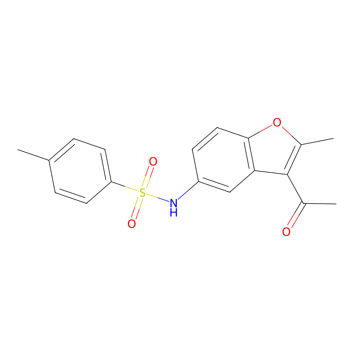 N-(3-acetyl-2-methyl-1-benzofuran-5-yl)-4-methylbenzenesulfonamide molecular structure, CAS 49793-88-6