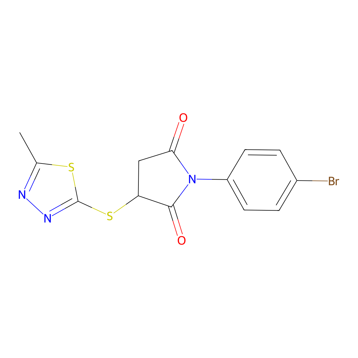 1-(4-Bromophenyl)-3-[(5-methyl-1,3,4-thiadiazol-2-yl)sulfanyl]pyrrolidine-2,5-dione molecular structure, CAS 497940-04-2