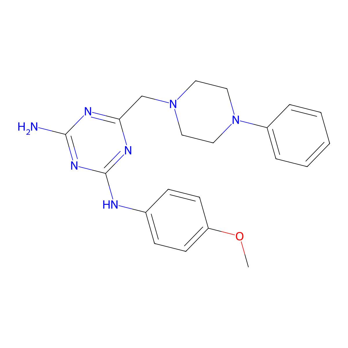 N-(4-methoxyphenyl)-6-[(4-phenylpiperazin-1-yl)methyl]-1,3,5-triazine-2,4-diamine molecular structure, CAS 497940-25-7