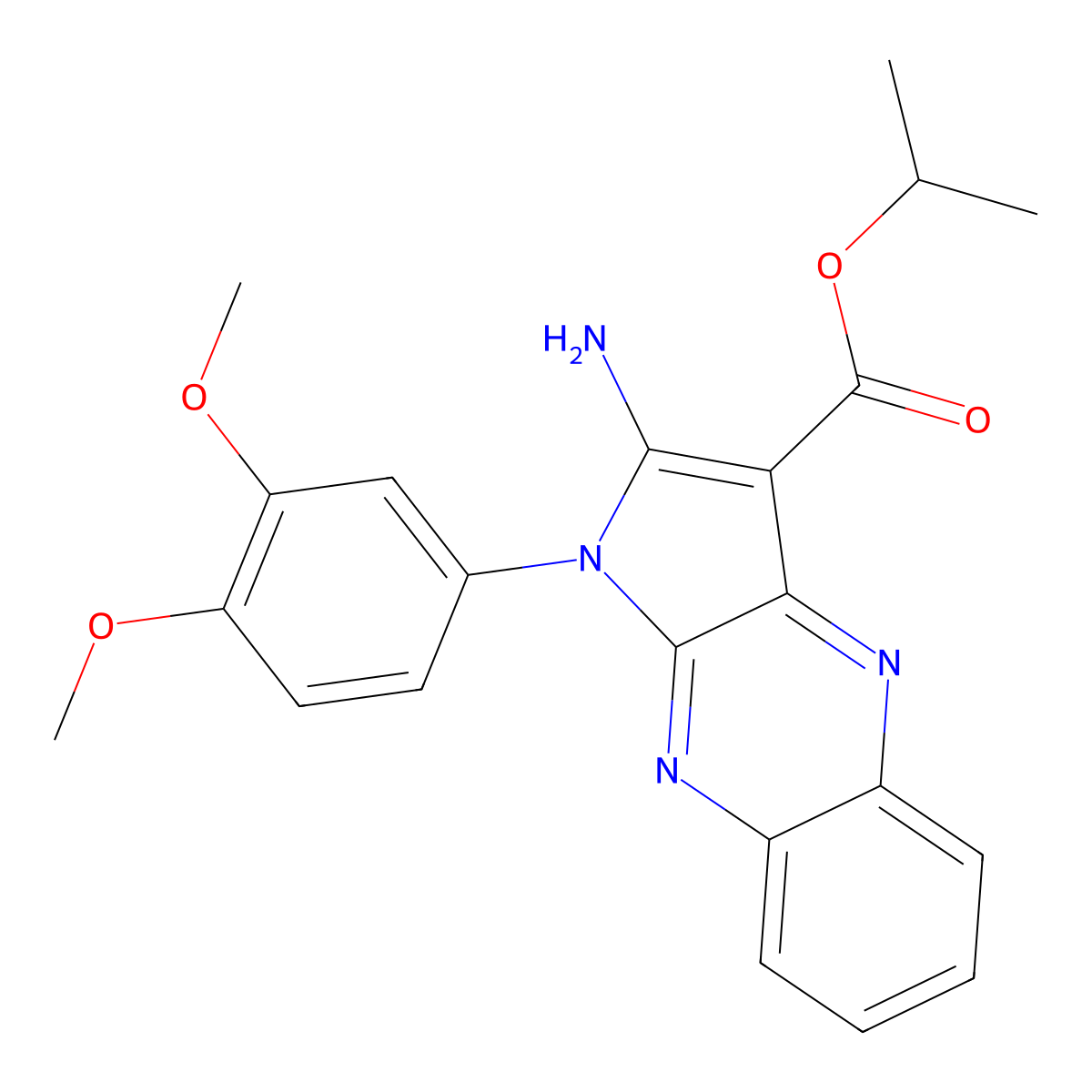 isopropyl 2-amino-1-(3,4-dimethoxyphenyl)-1H-pyrrolo[2,3-b]quinoxaline-3-carboxylate molecular structure, CAS 497940-32-6