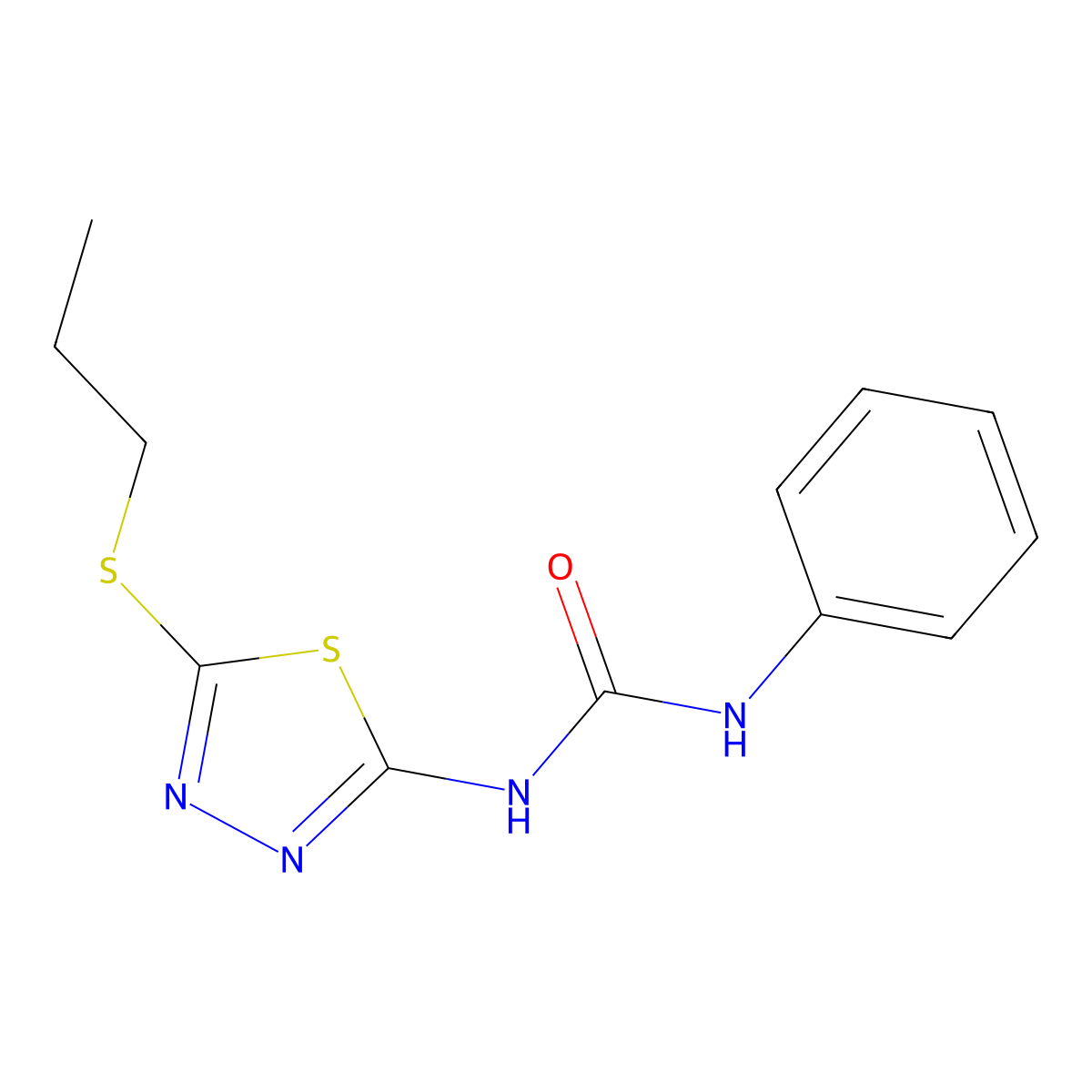 1-Phenyl-3-(5-(propylthio)-1,3,4-thiadiazol-2-yl)urea molecular structure, CAS 497940-70-2