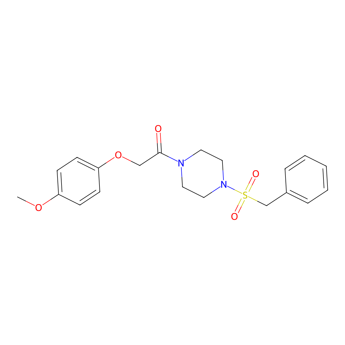 1-(4-Benzylsulfonylpiperazin-1-yl)-2-(4-methoxyphenoxy)ethanone molecular structure, CAS 497941-02-3