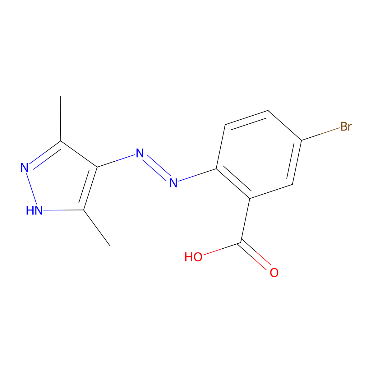5-bromo-2-[(E)-(3,5-dimethyl-1H-pyrazol-4-yl)diazenyl]benzoic acid molecular structure, CAS 497941-04-5