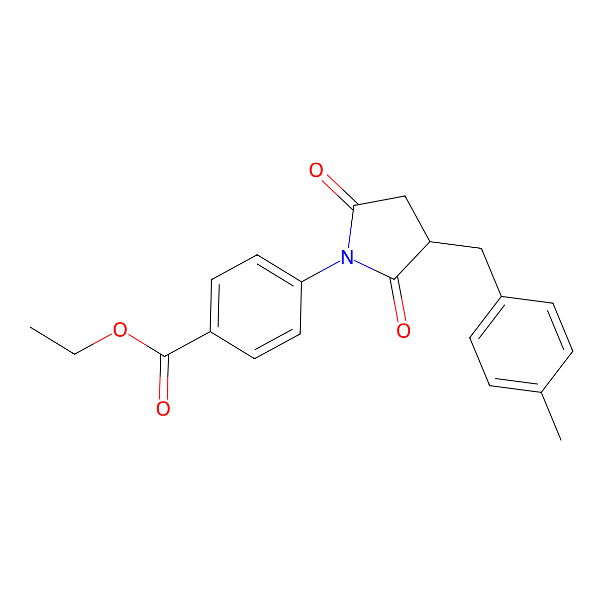 Ethyl 4-[3-[(4-methylphenyl)methyl]-2,5-dioxopyrrolidin-1-yl]benzoate molecular structure, CAS 497941-73-8