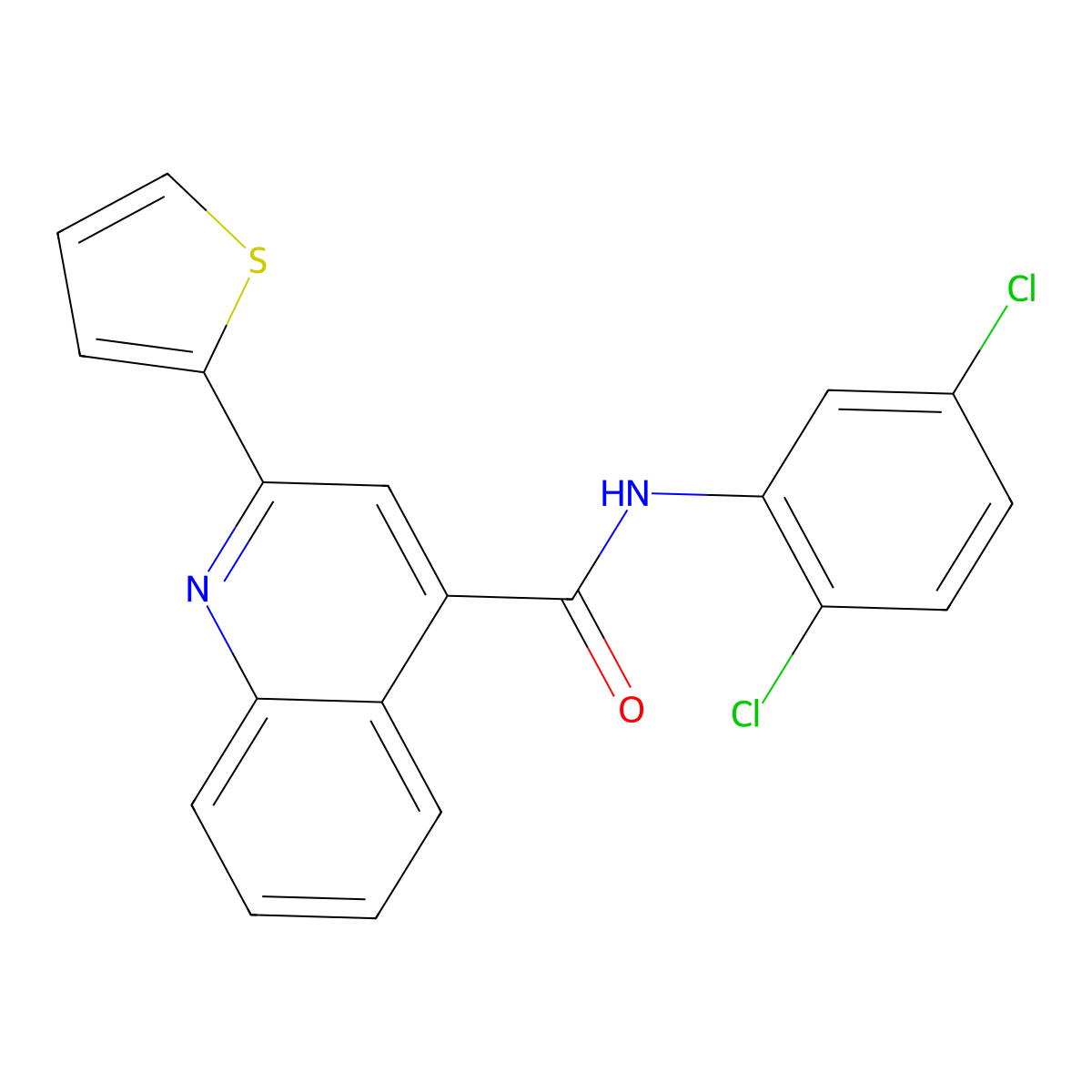 N-(2,5-dichlorophenyl)-2-thiophen-2-ylquinoline-4-carboxamide molecular structure, CAS 497941-74-9