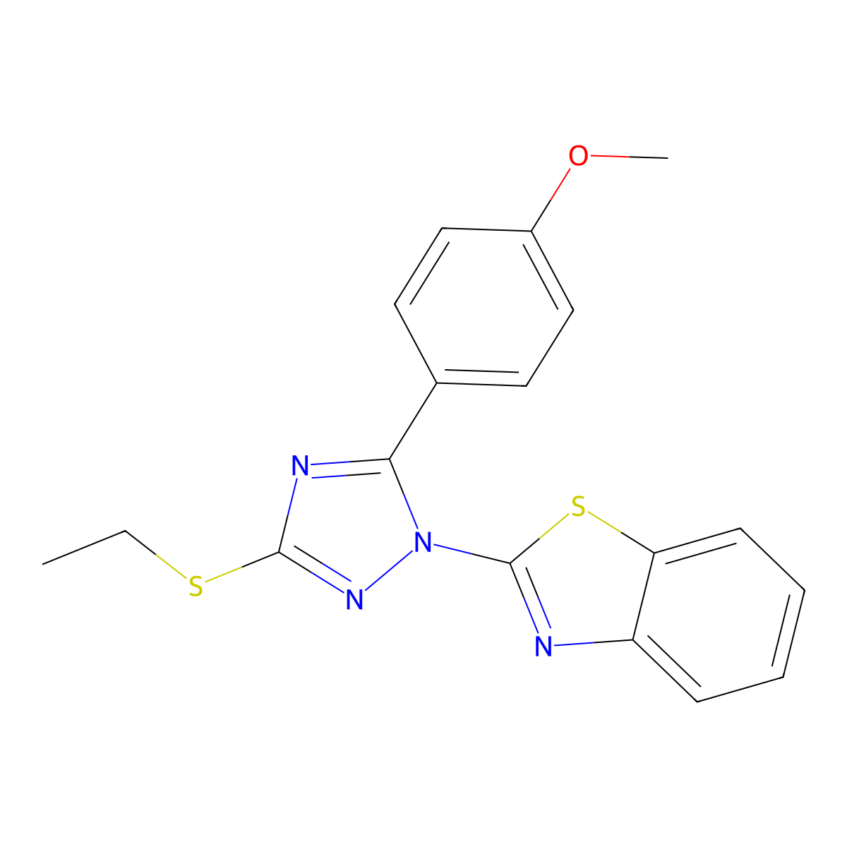2-[3-(ethylsulfanyl)-5-(4-methoxyphenyl)-1H-1,2,4-triazol-1-yl]-1,3-benzothiazole molecular structure, CAS 497942-53-7